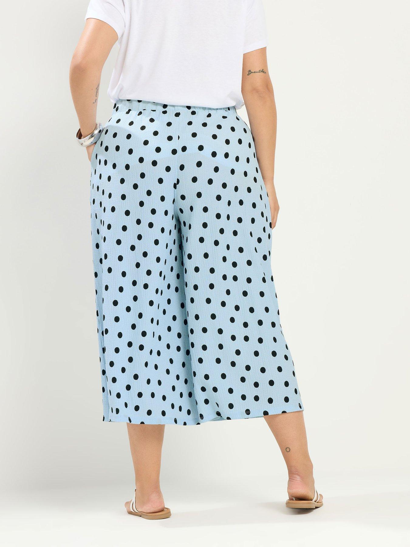 Image 2 of 4 of Yours Curve Polka Dot Print Culotte - Blue
