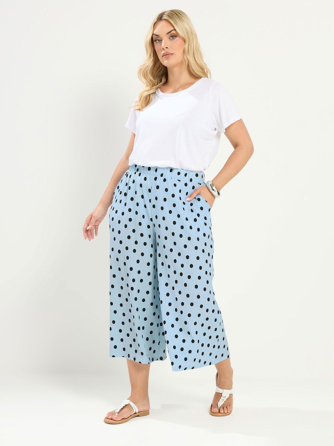 Image 3 of 4 of Yours Curve Polka Dot Print Culotte - Blue