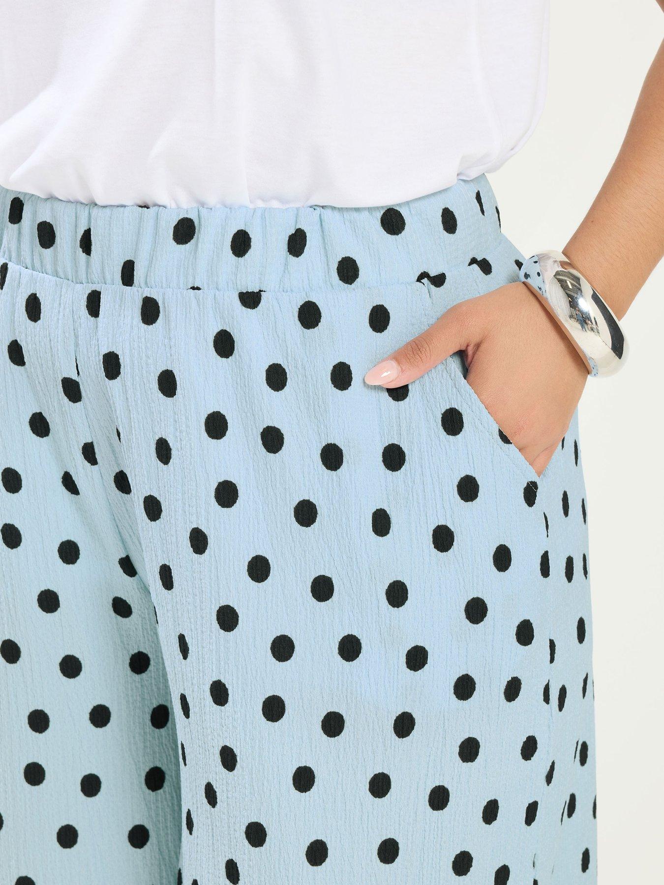 Image 4 of 4 of Yours Curve Polka Dot Print Culotte - Blue