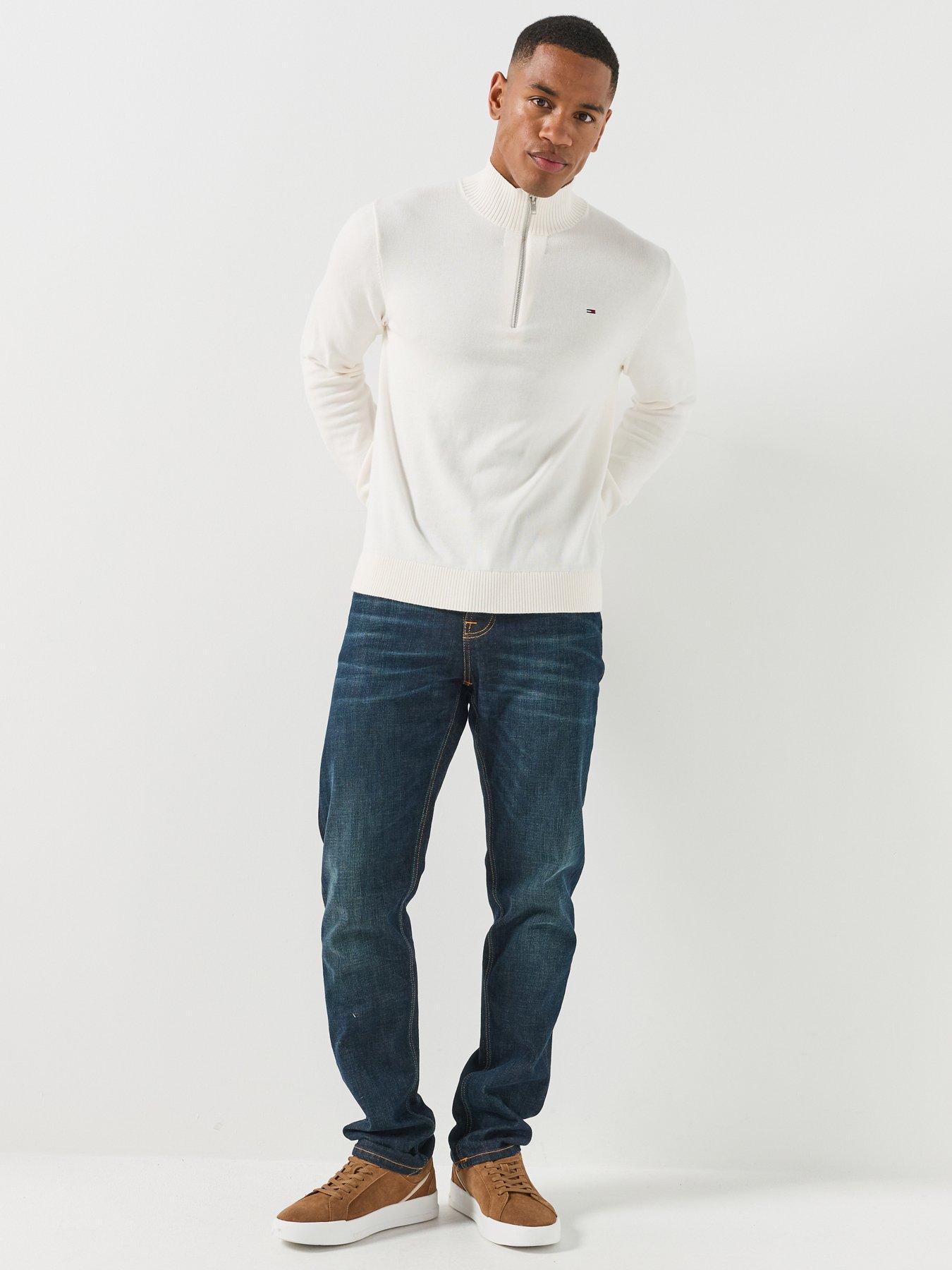 Image 3 of 6 of Tommy Jeans Mens Essentials 1/4 Zip Knitted Slim Jumper - White