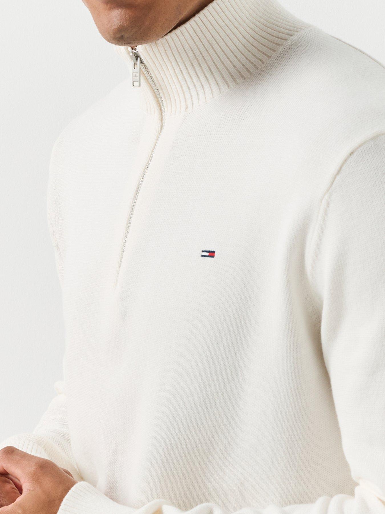 Image 6 of 6 of Tommy Jeans Mens Essentials 1/4 Zip Knitted Slim Jumper - White