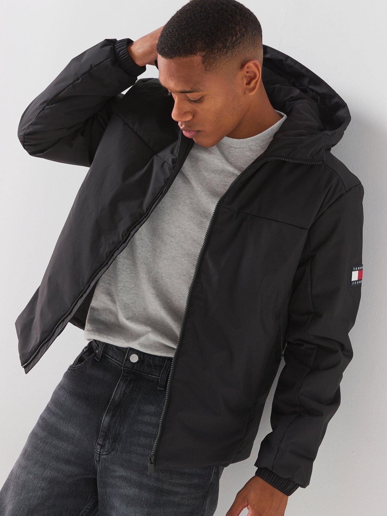 Image 5 of 6 of Tommy Jeans Mens Padded Hooded Full-Zip Poly Jacket - Black