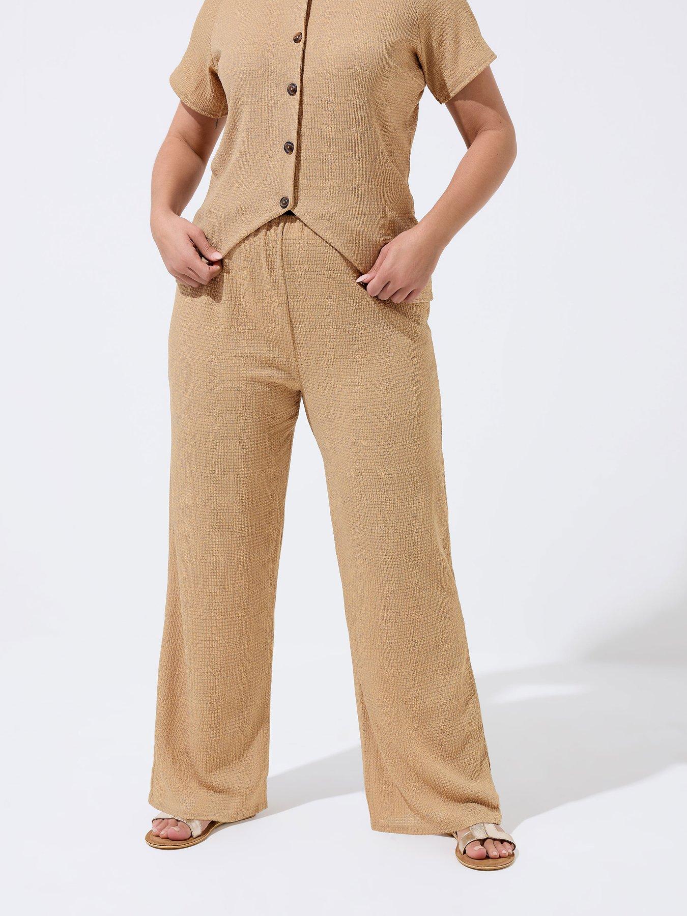 Yours Curve Textured Wide Leg Trouser Co Ord