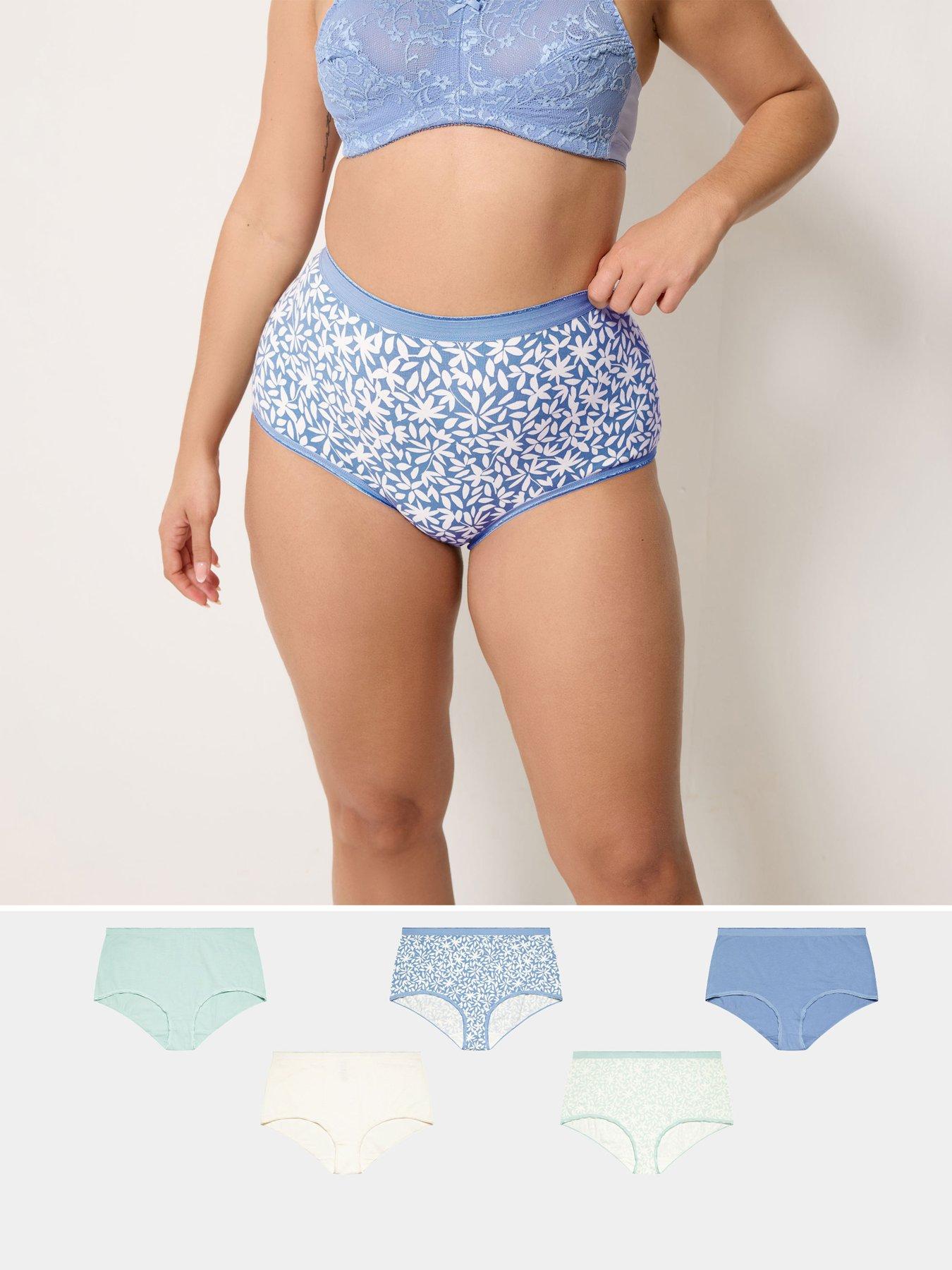 Image 1 of 4 of Yours Curve 5 Pack Leaf Print Full Briefs