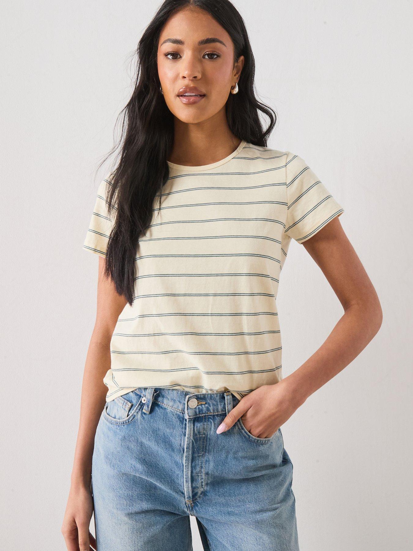 Mango Striped Cotton T-shirt - Yellow