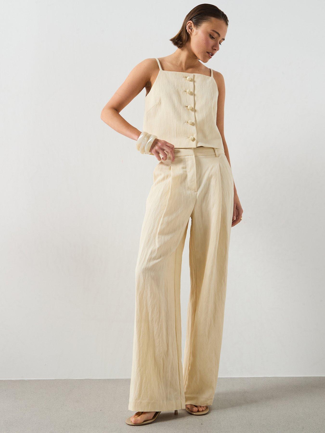 Mango Mid-Rise Lyocell Co-Ord Trousers - Ecru