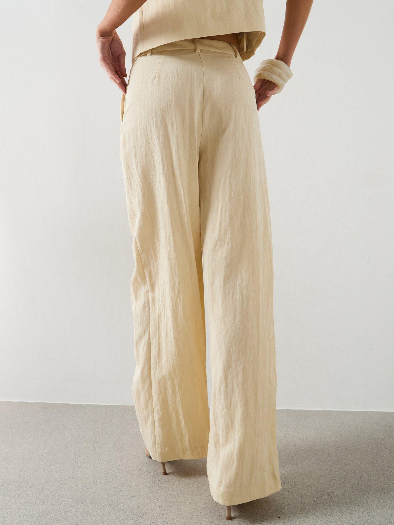 Image 2 of 6 of Mango Mid-Rise Lyocell Co-Ord Trousers - Ecru