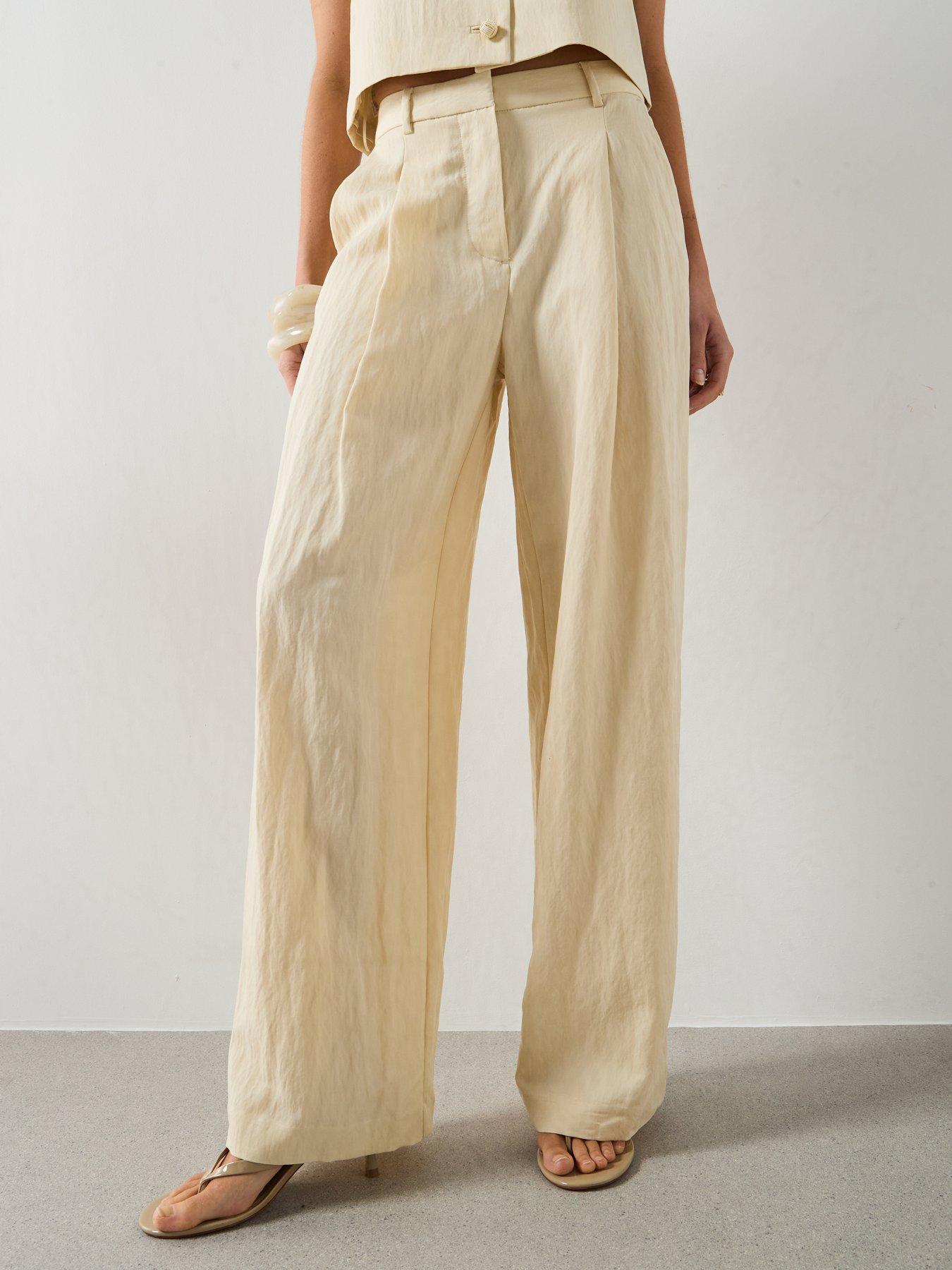Image 3 of 6 of Mango Mid-Rise Lyocell Co-Ord Trousers - Ecru