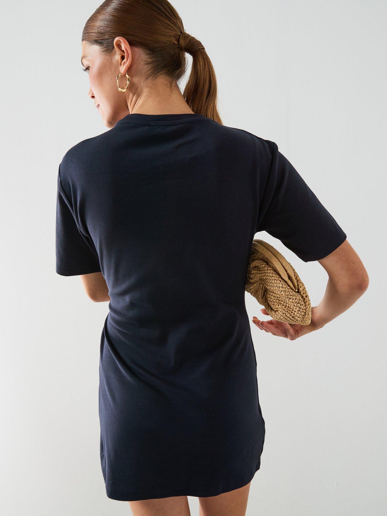 Image 6 of 6 of Mango Cotton Dress With Side Tie - Navy