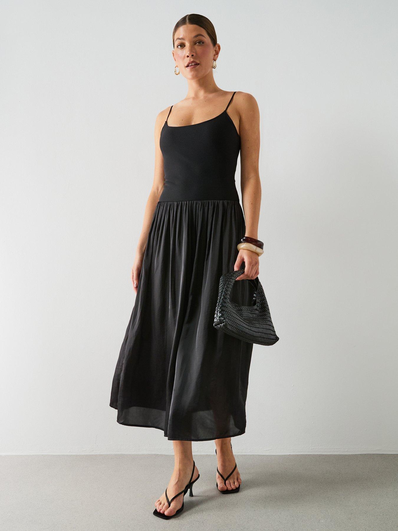 Mango Knitted Dress With A Cross-back - Black