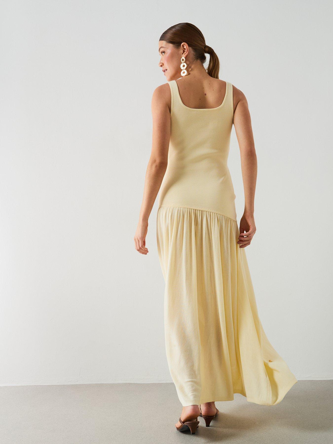 Image 6 of 6 of Mango Asymmetric Cut Knitted Dress - Yellow