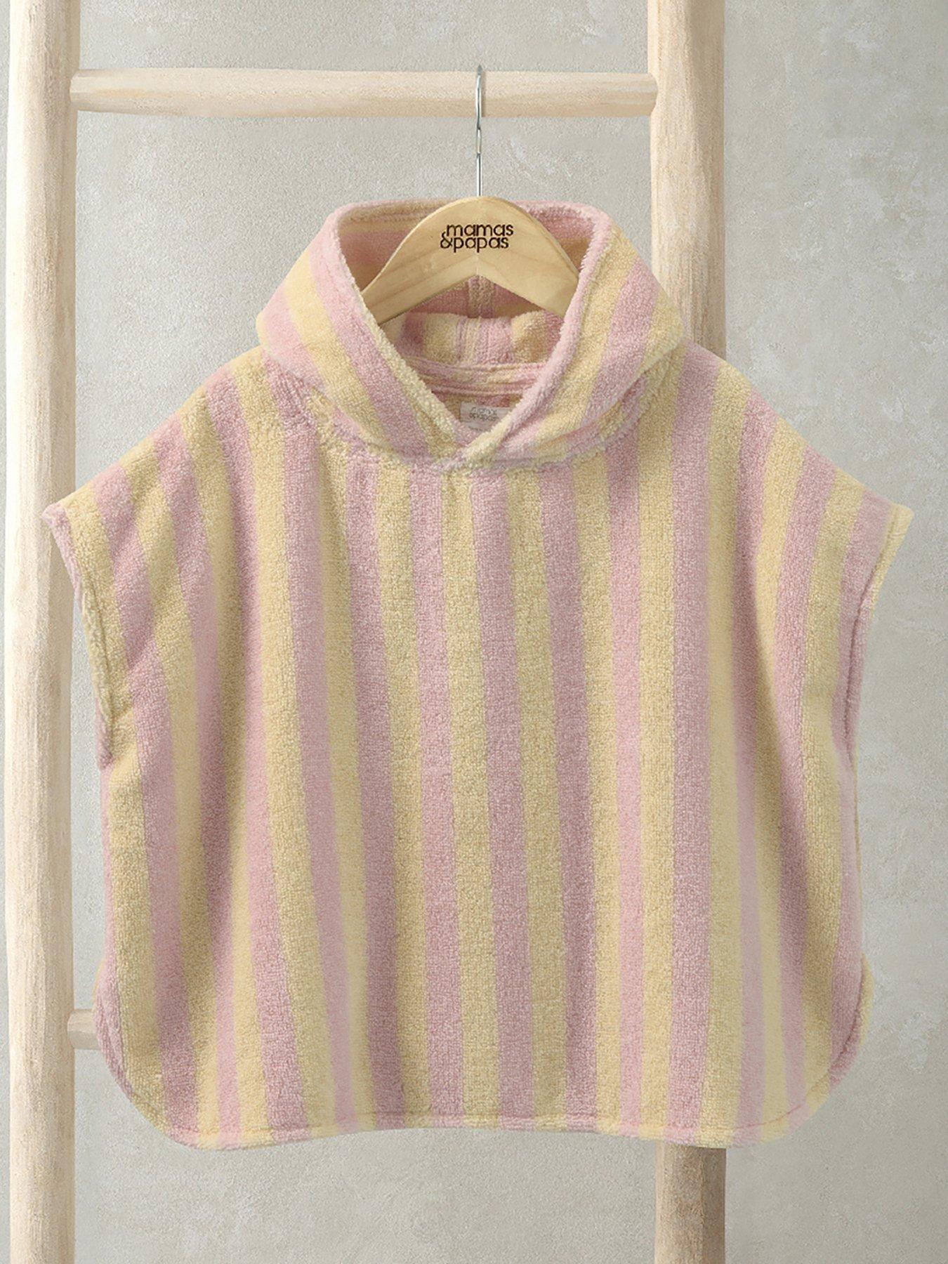 Image 1 of 2 of Mamas & Papas Baby Girls Stripe Towelling Poncho - Pink