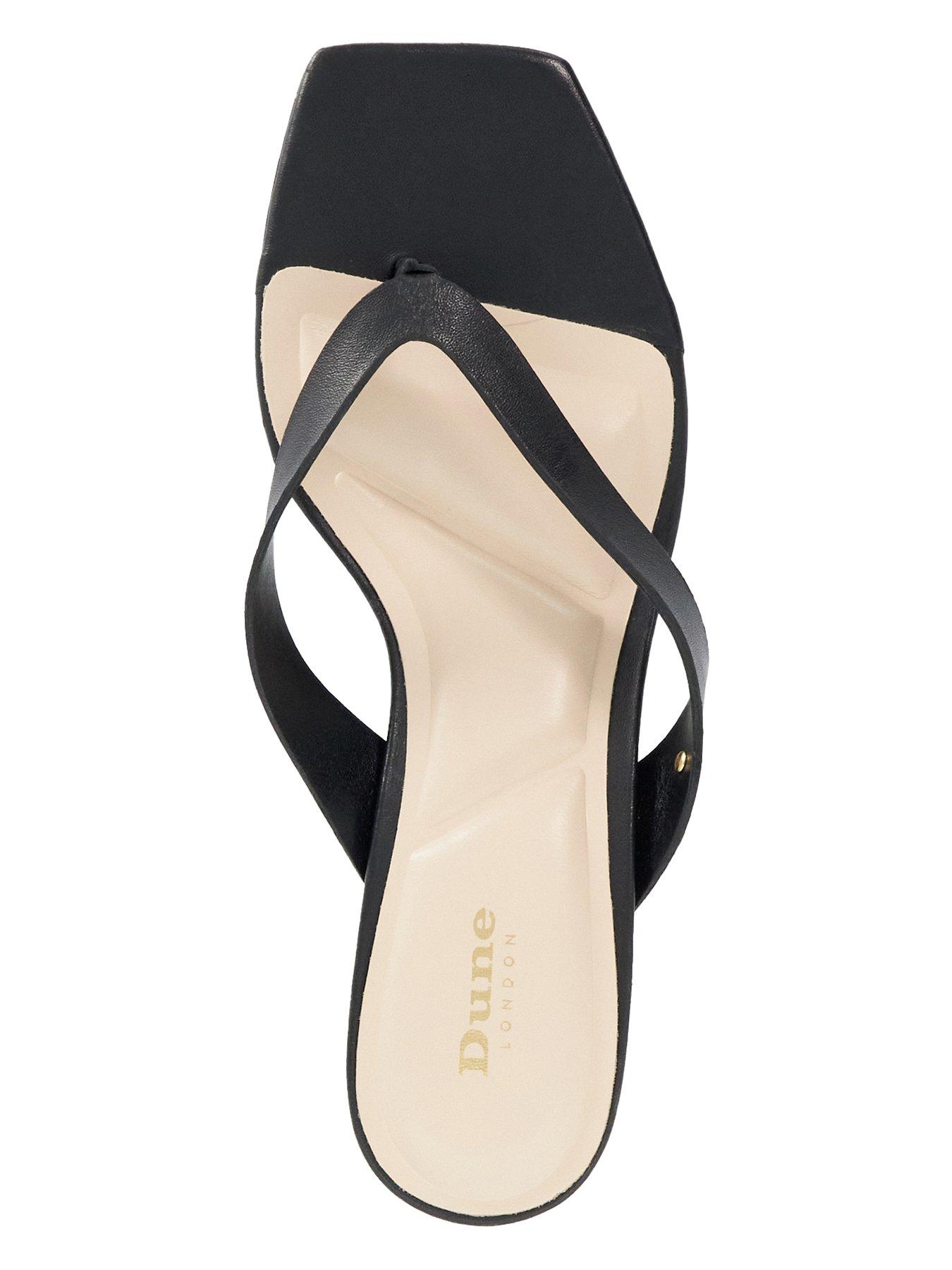 Image 4 of 6 of Dune London Manic Square Toe Kitten Heel Flip Flop Thong Sandals - Black