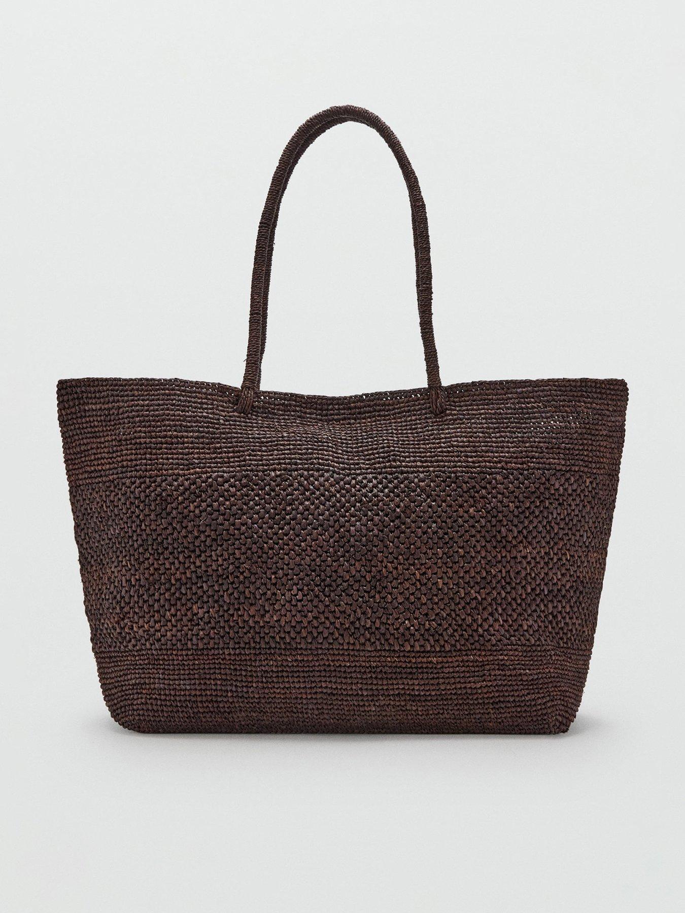 Image 2 of 6 of Mango 100% Raffia Shopper Bag - Brown