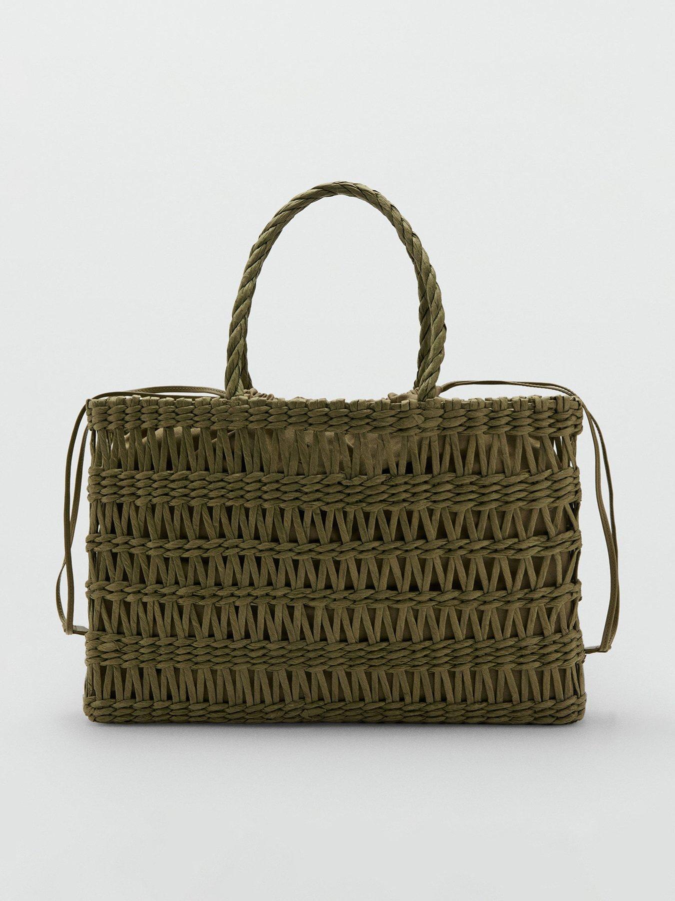Mango Natural Fibre Tote Bag - Khaki