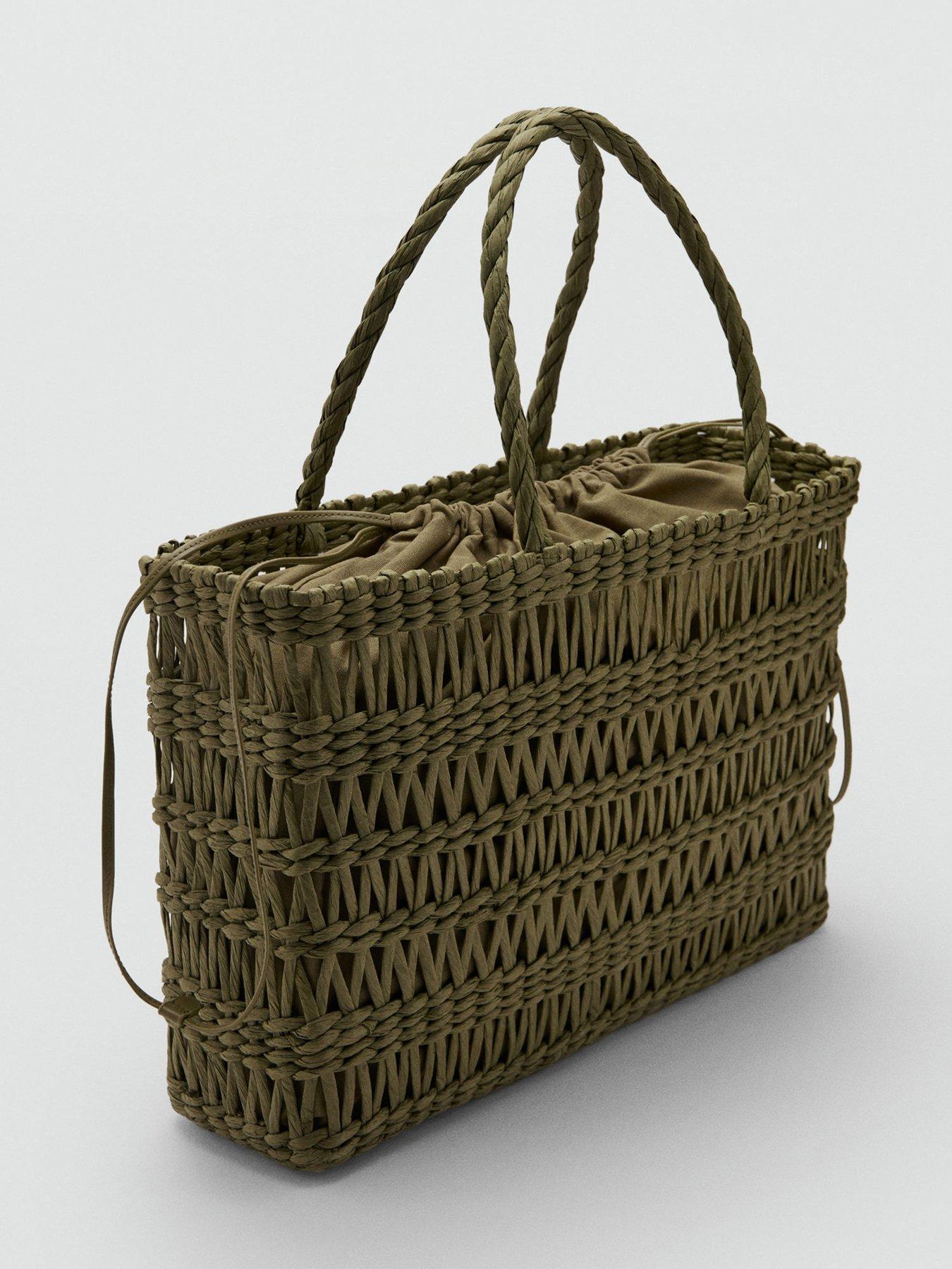 Image 2 of 5 of Mango Natural Fibre Tote Bag - Khaki