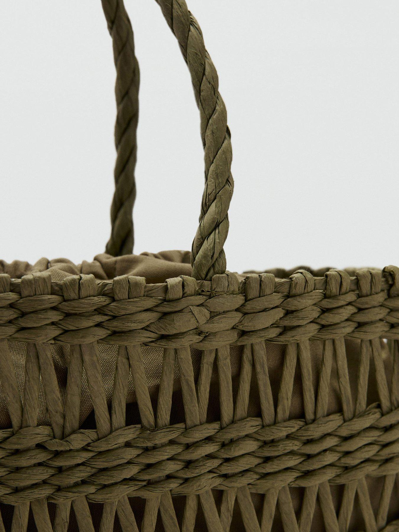 Image 4 of 5 of Mango Natural Fibre Tote Bag - Khaki
