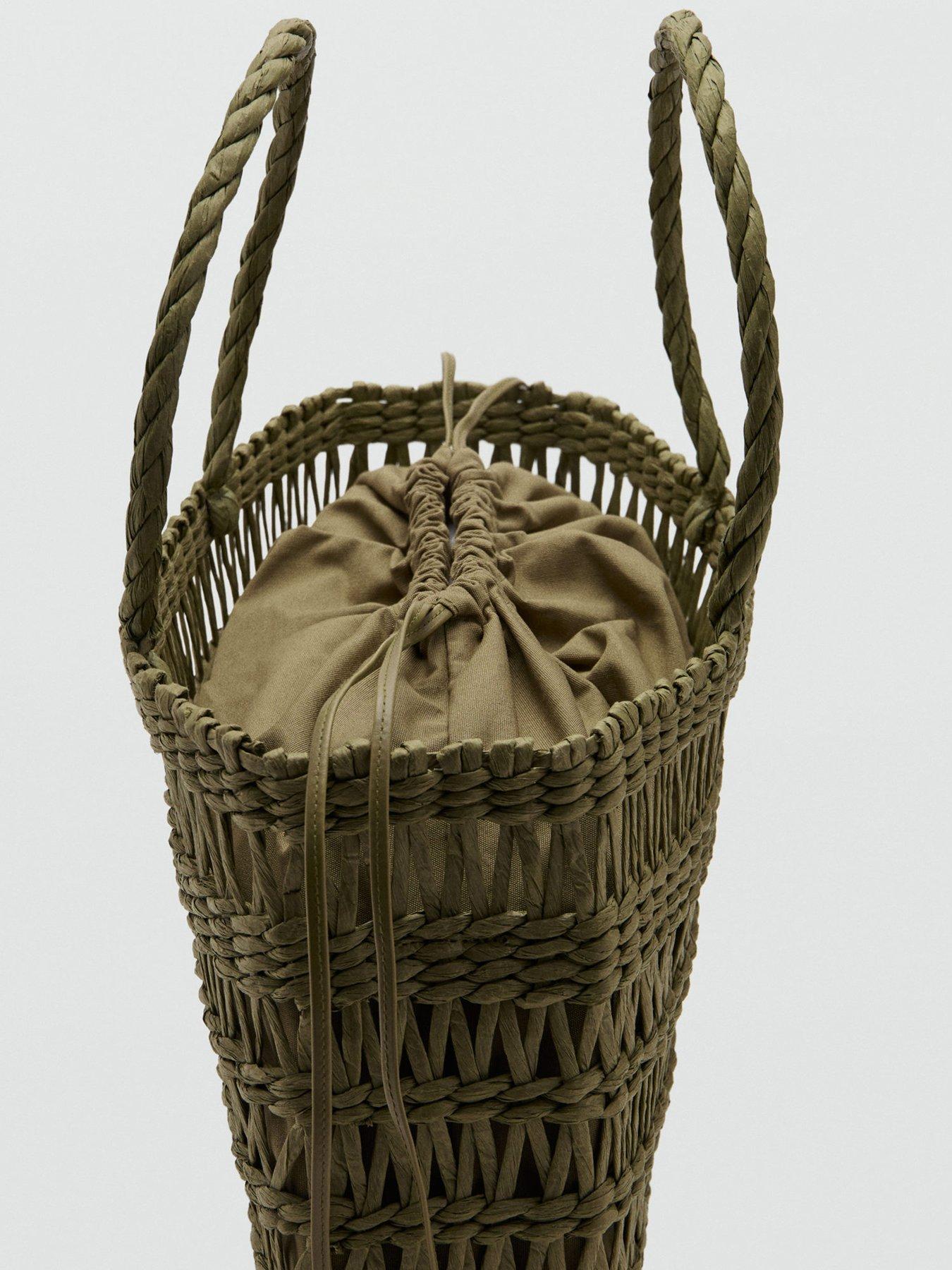 Image 5 of 5 of Mango Natural Fibre Tote Bag - Khaki