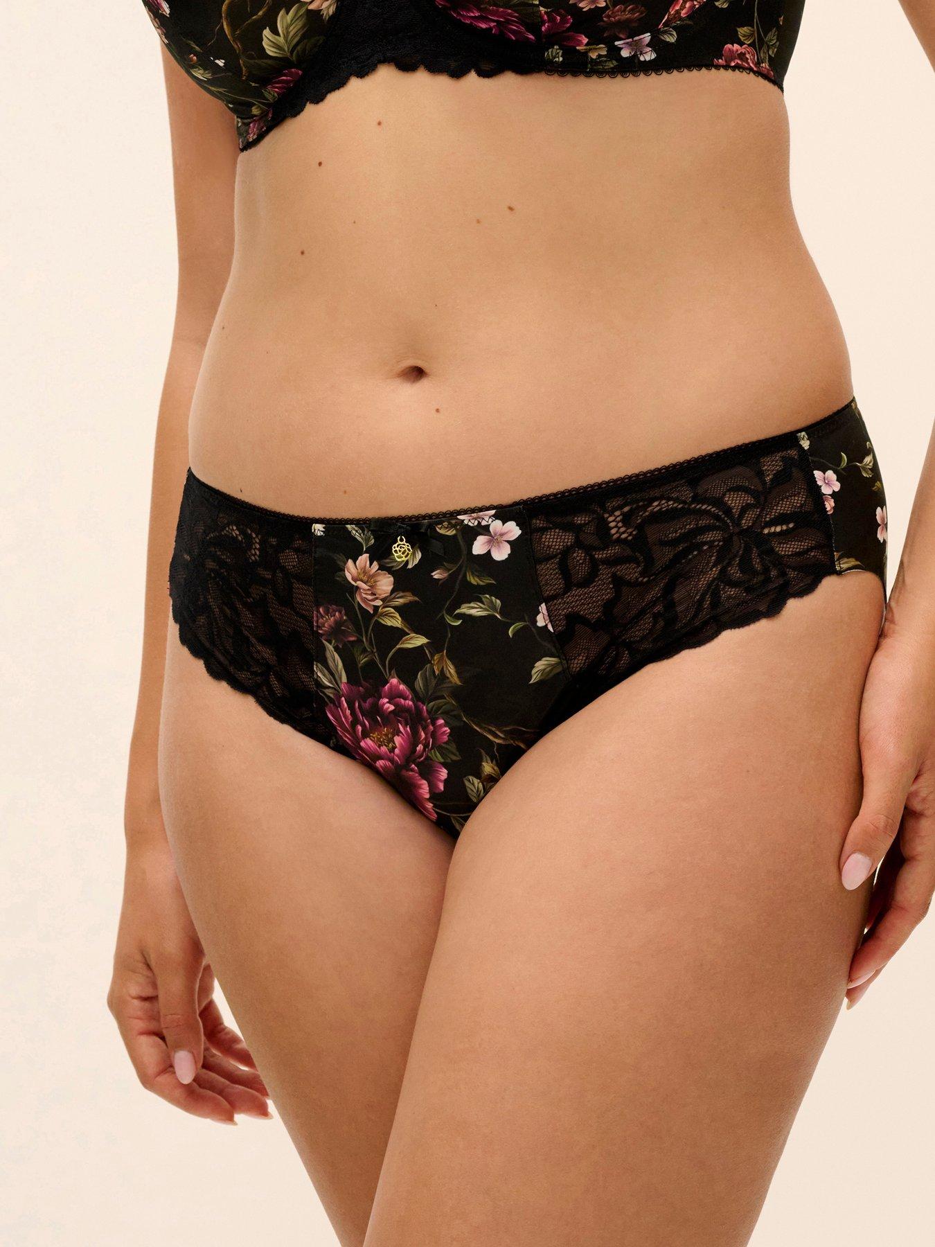 Image 2 of 4 of Fantasie Womens Jennie Floral Lace Full Briefs - Black Multi