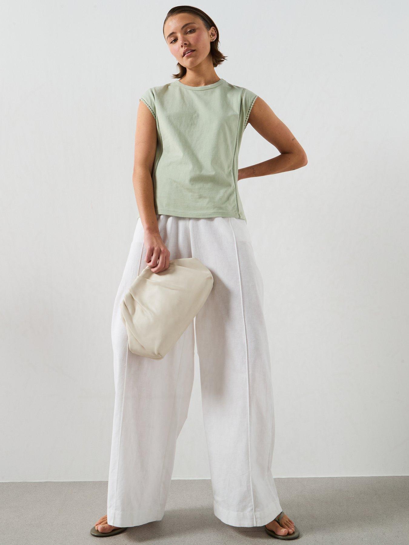 Image 3 of 6 of Mango Embroidered Cutwork Cotton T-Shirt - Green