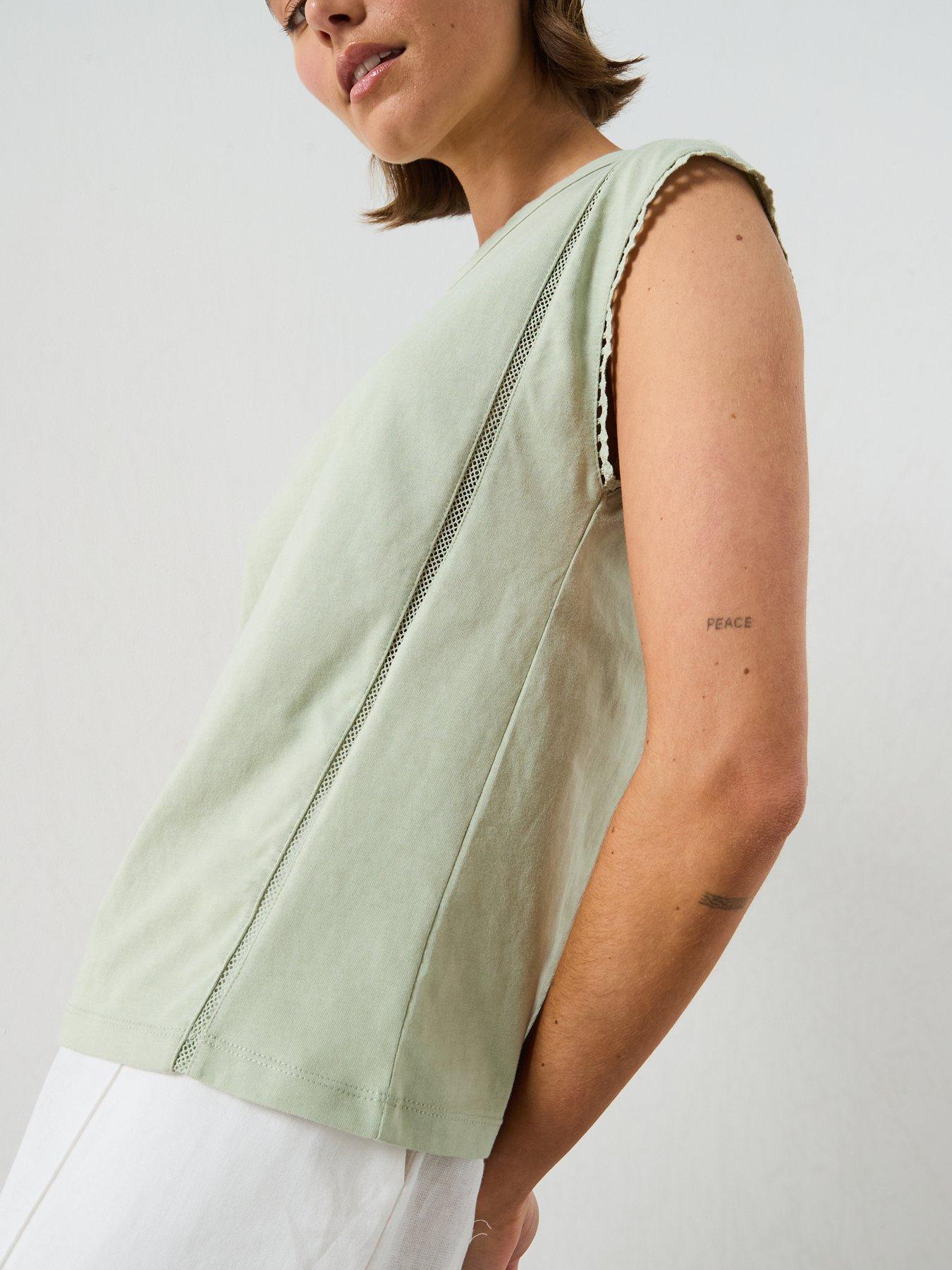 Image 4 of 6 of Mango Embroidered Cutwork Cotton T-Shirt - Green