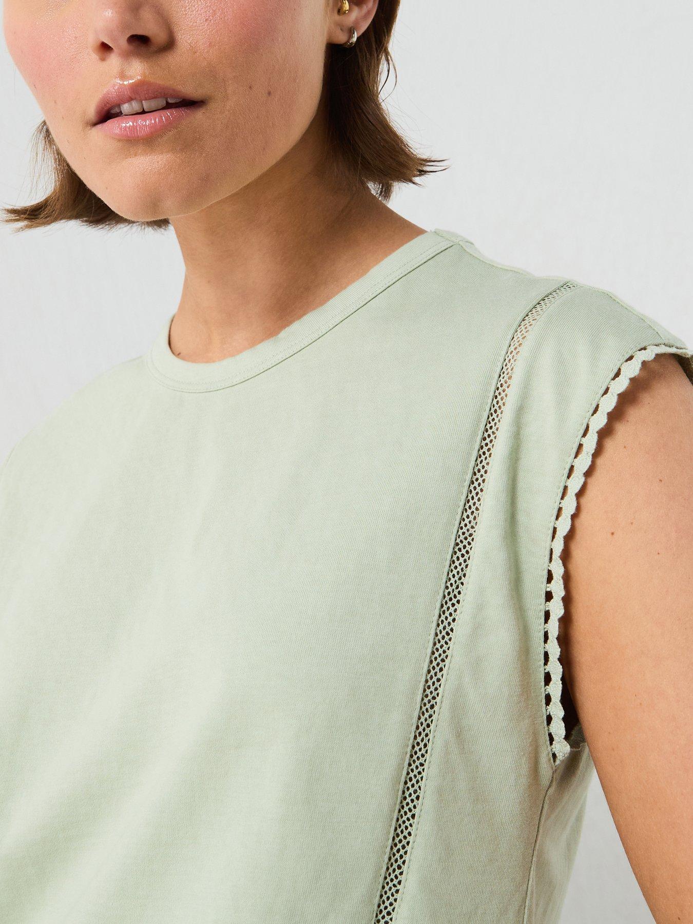 Image 6 of 6 of Mango Embroidered Cutwork Cotton T-Shirt - Green
