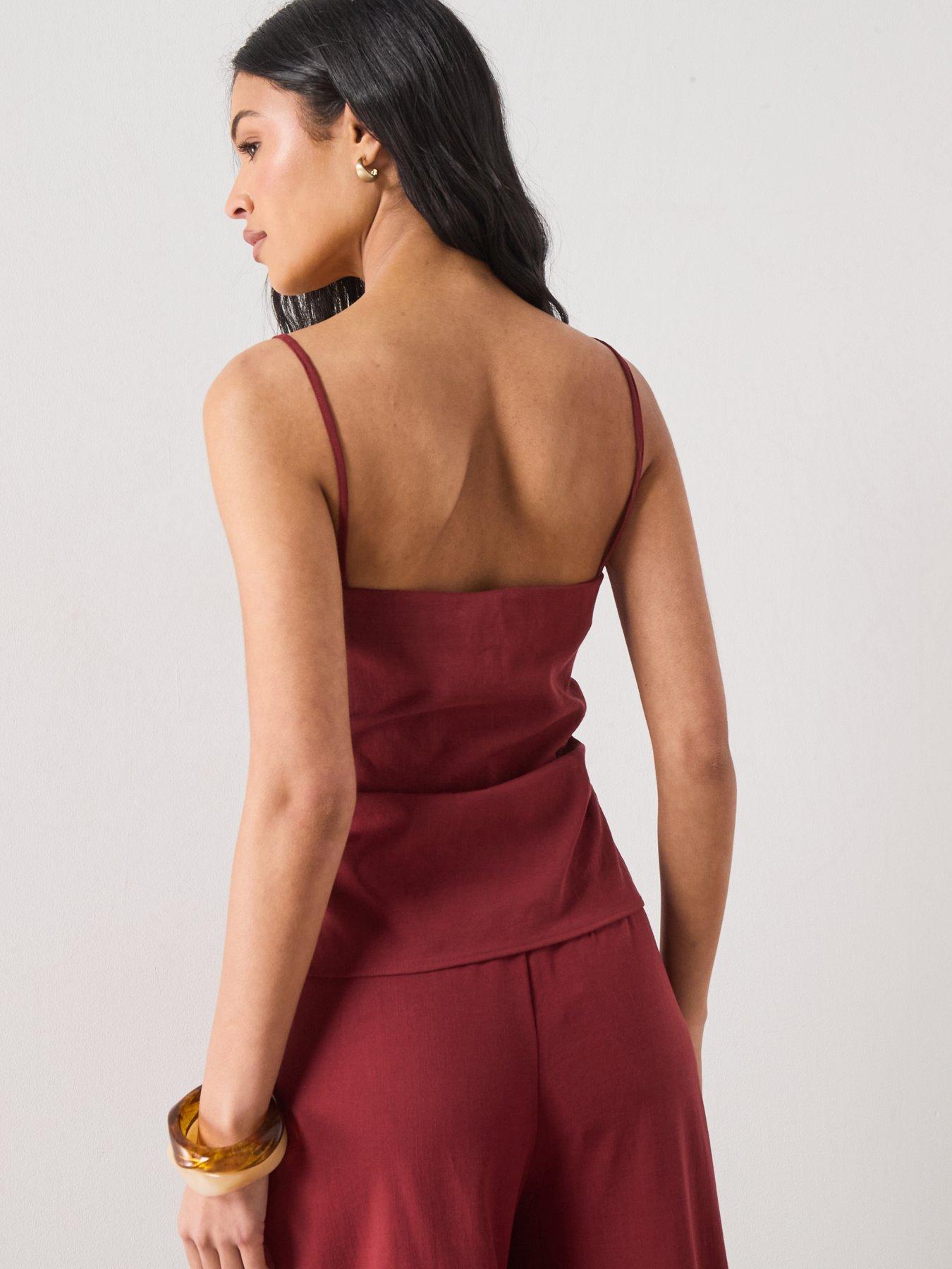 Image 2 of 6 of Mango Square-neck Co-ord Strappy Top - Red
