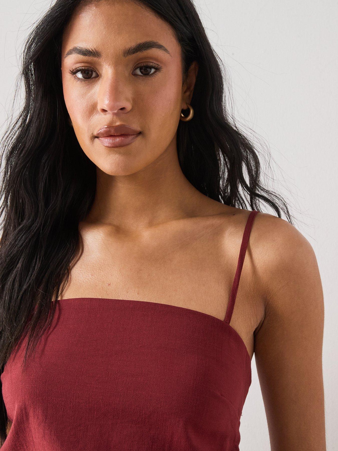 Image 6 of 6 of Mango Square-neck Co-ord Strappy Top - Red