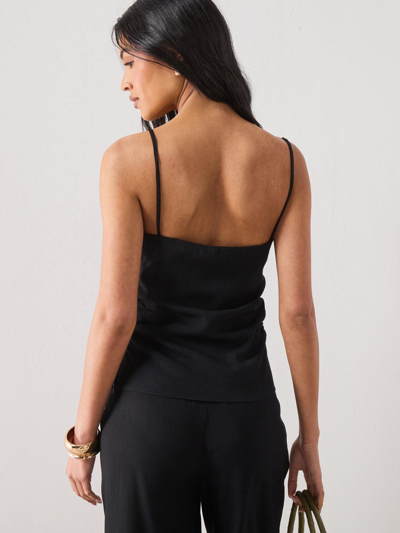 Image 2 of 6 of Mango Square-neck Co-ord Strappy Top - Black