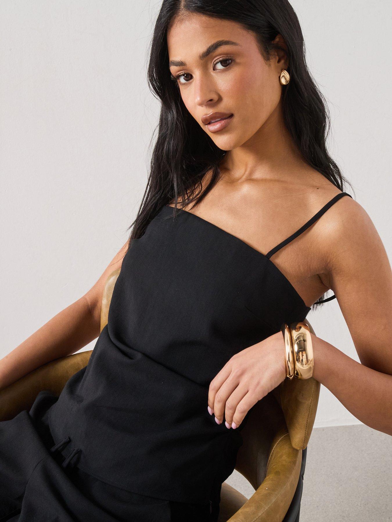 Image 4 of 6 of Mango Square-neck Co-ord Strappy Top - Black