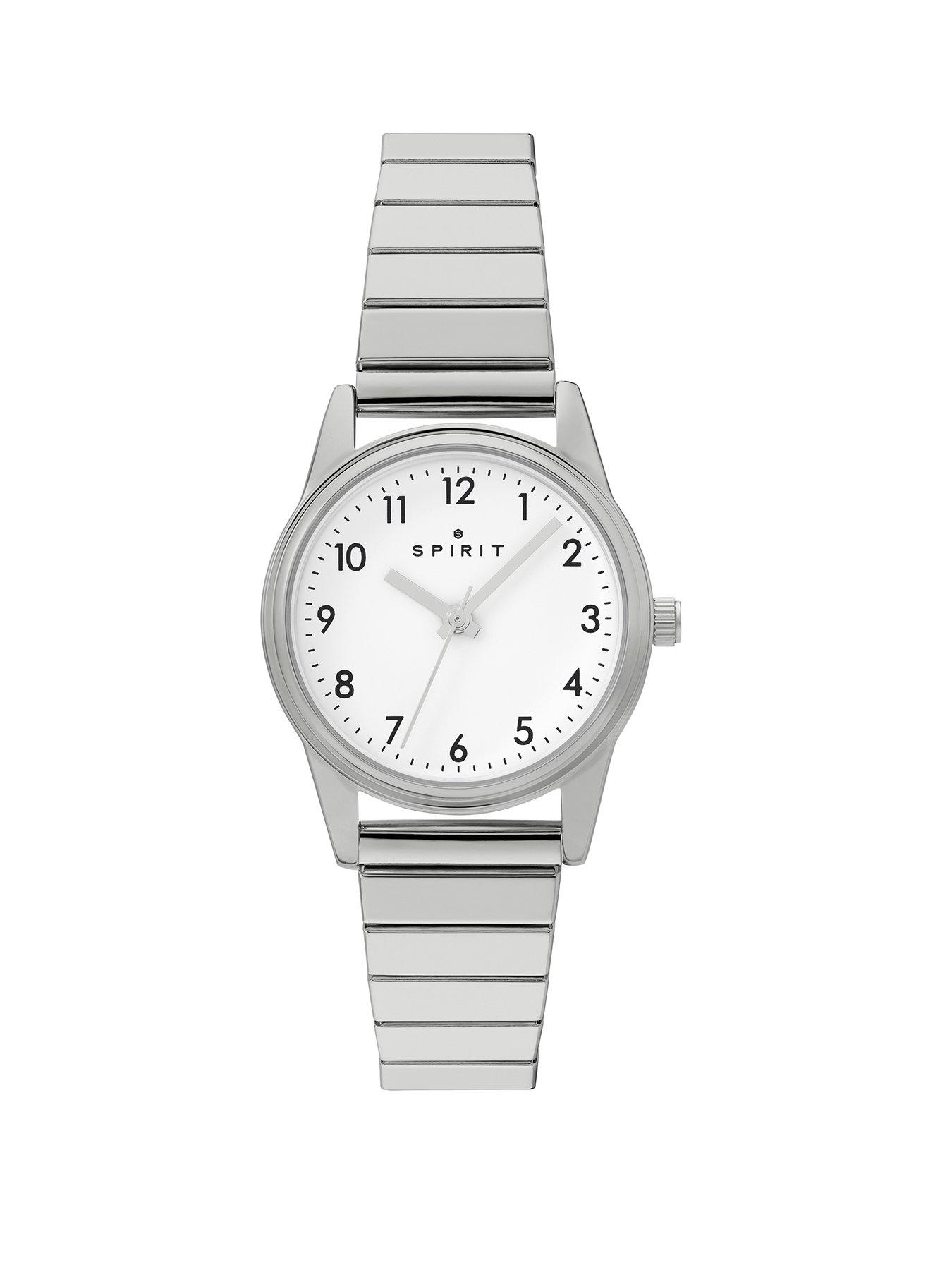 Spirit Spirit Ladies White Dial Silver Stainless Steel Expander Bracelet Watch