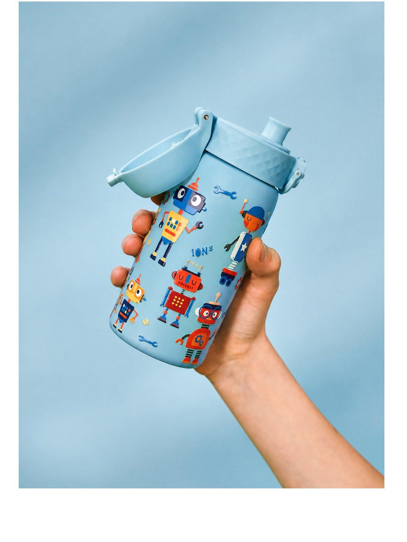 Ion8 Leak Proof Kids Water Bottle, Stainless Steel, Robots, 400ml (13oz)