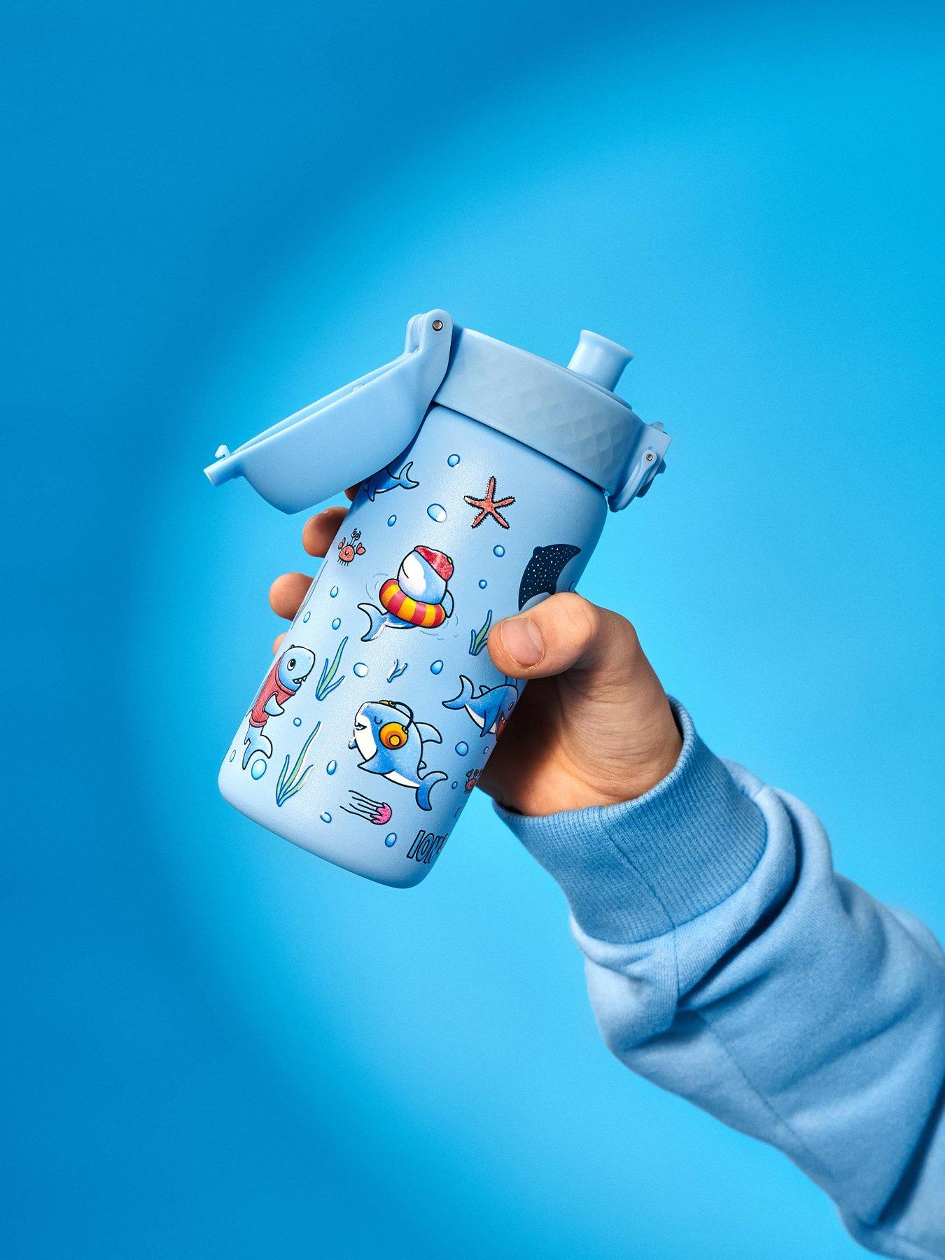 Ion8 Leak Proof Kids Water Bottle, Stainless Steel, Sharks, 400ml (13oz)