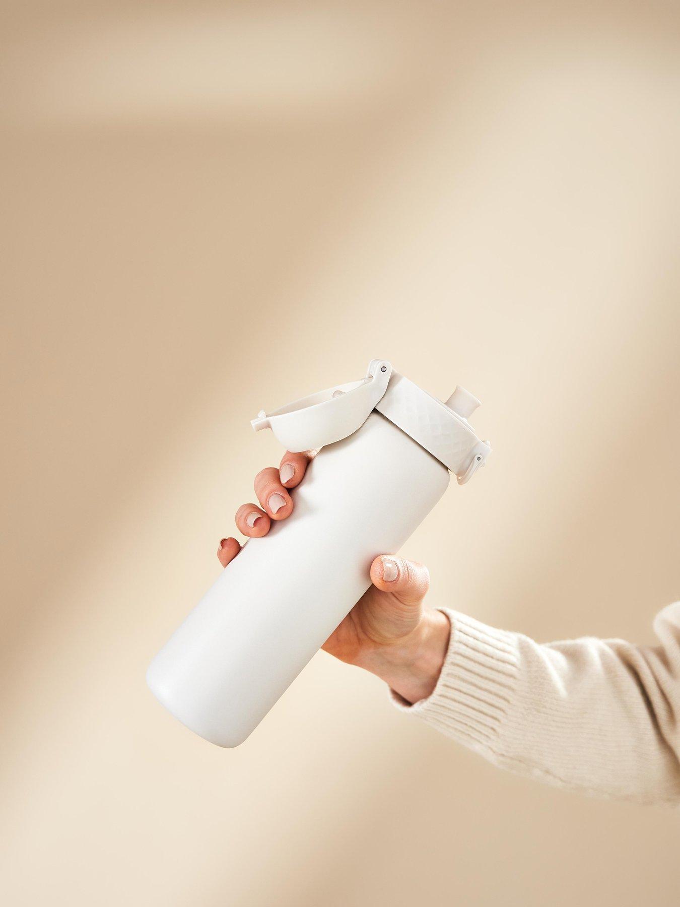 Ion8 Leak Proof Slim Water Bottle, Stainless Steel, Creamy White, 600ml (20oz)