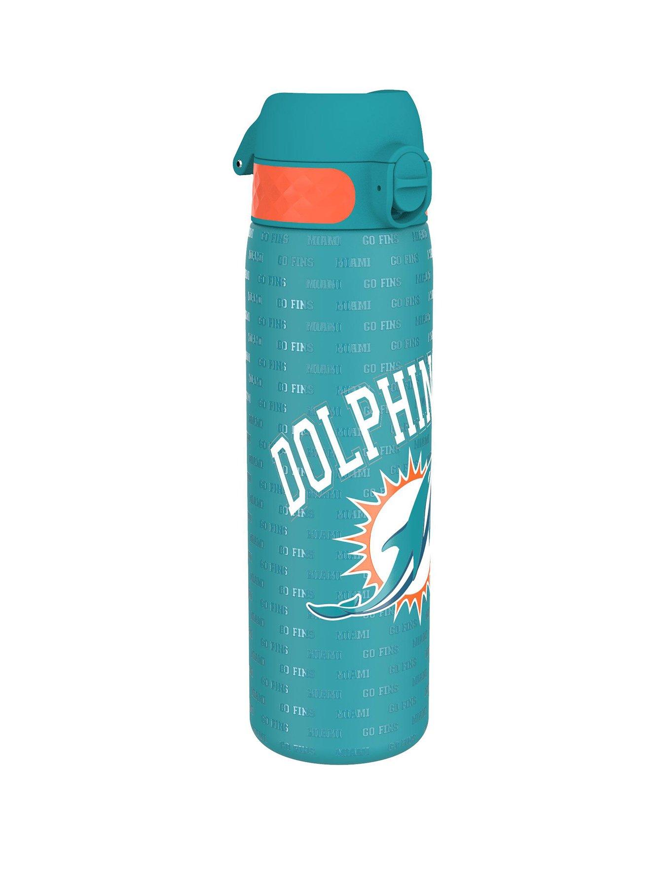 Ion8 Leak Proof Slim Water Bottle, Stainless Steel, Nfl Dolphins, 600ml (20oz)