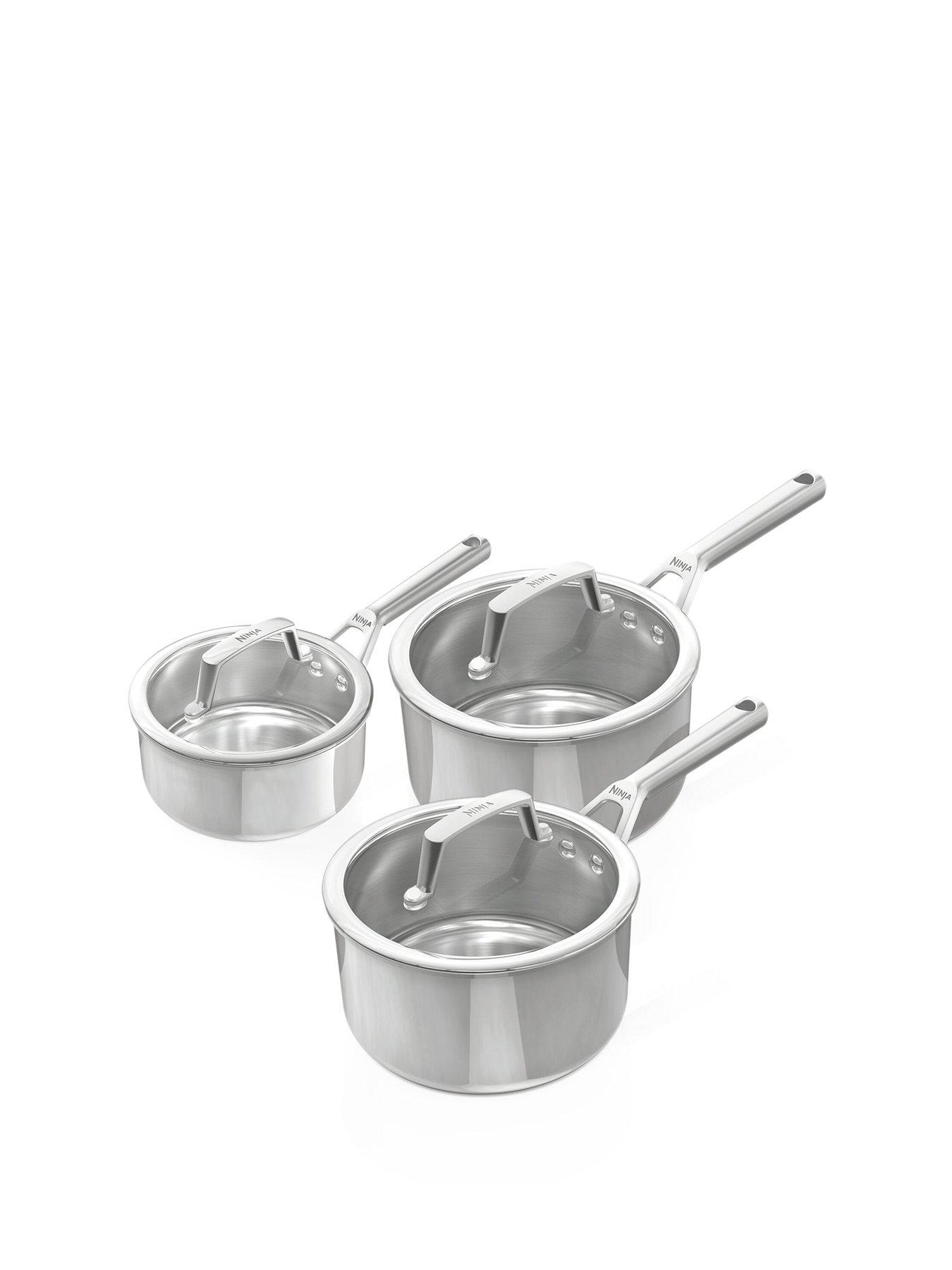 NINJA Ninja Everclad Stainless Steel 3-piece Saucepan Set With Lids C93003eui