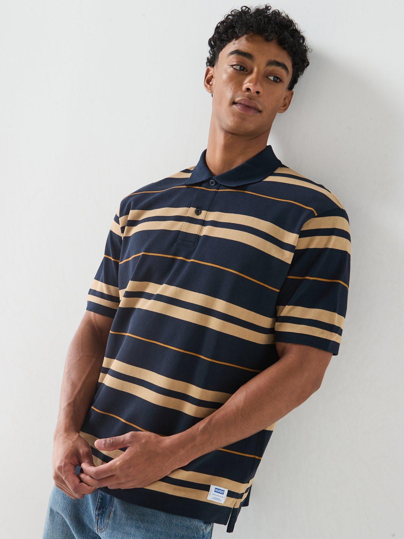 Image 1 of 6 of HUGO Blue Nivarsolo Stripe Polo Shirt - Navy