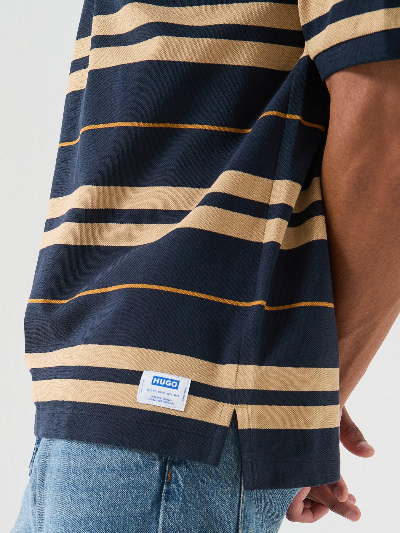 Image 4 of 6 of HUGO Blue Nivarsolo Stripe Polo Shirt - Navy