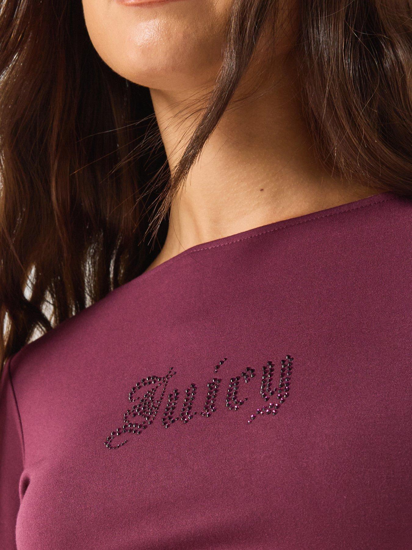 Image 4 of 4 of Juicy Couture Mia Boat Neck Long Sleeve T-Shirt - Red