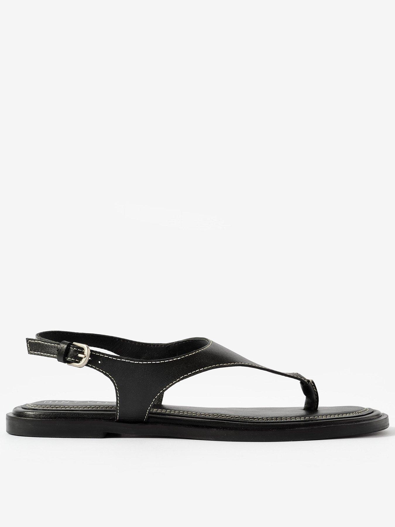 Mint Velvet Luna Slingback Leather Sandals  - Black
