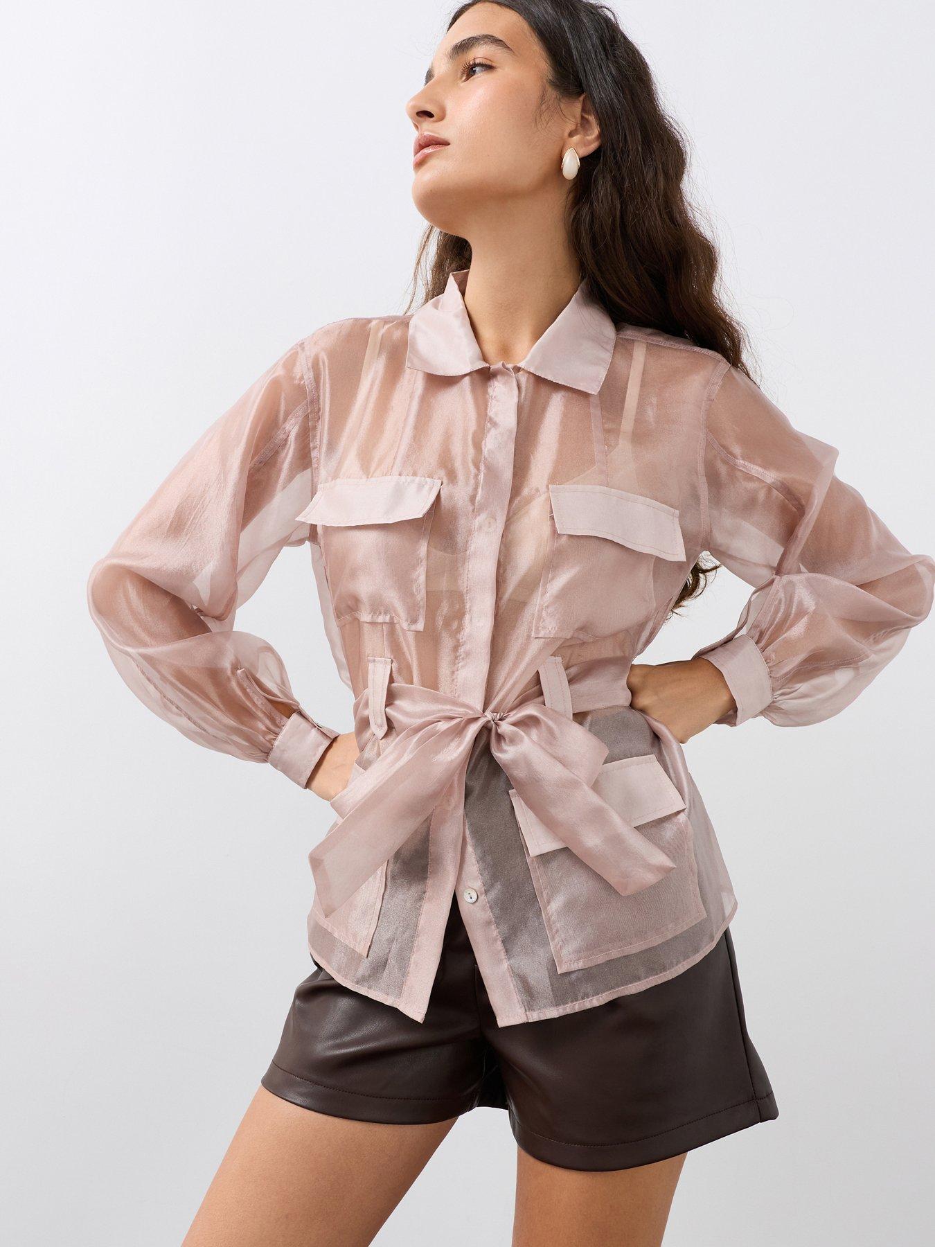 The Very Collection Sheer Utility Blouse - Pink