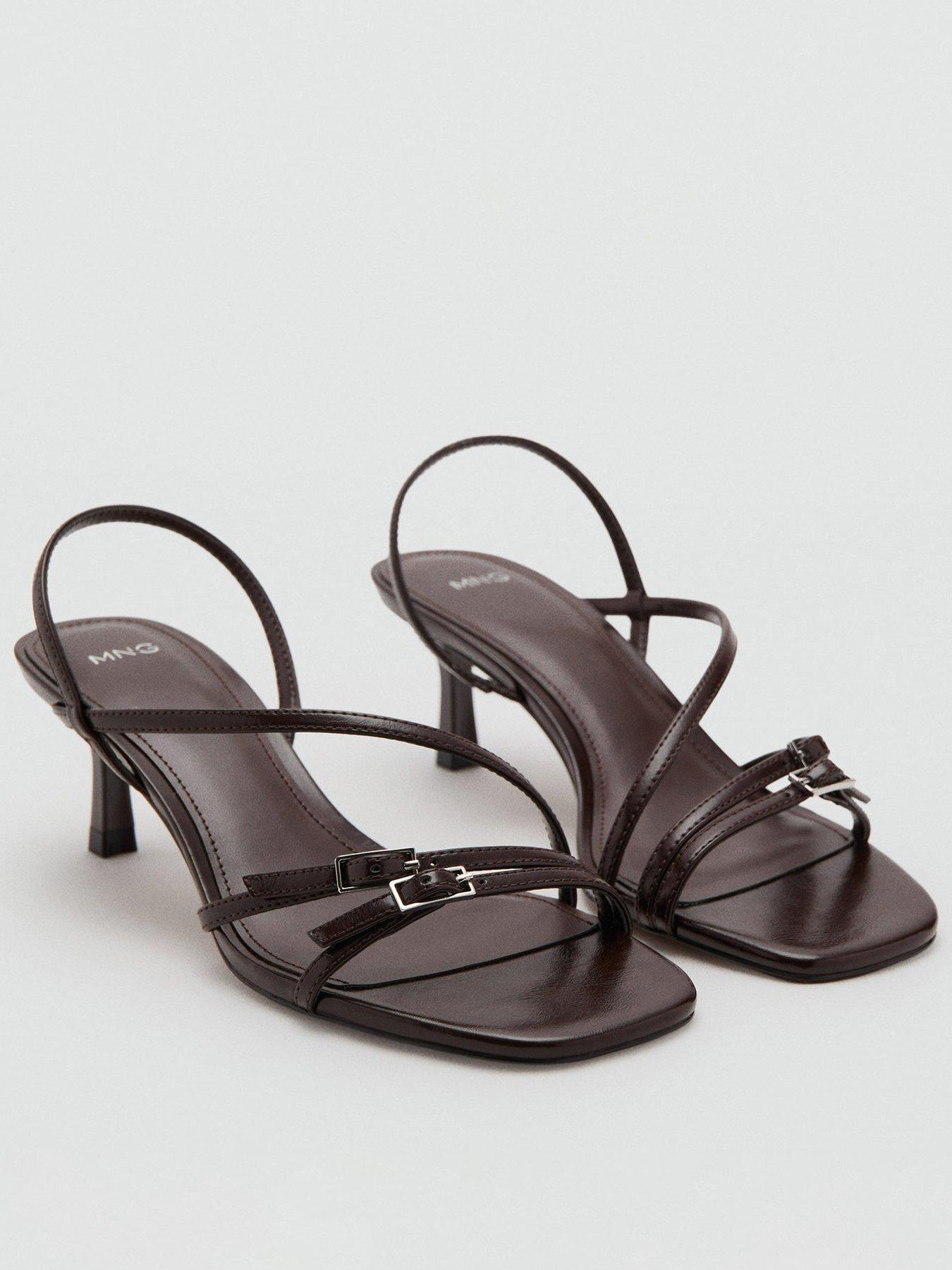 Mango Kitten Heel Sandals With Straps - Brown