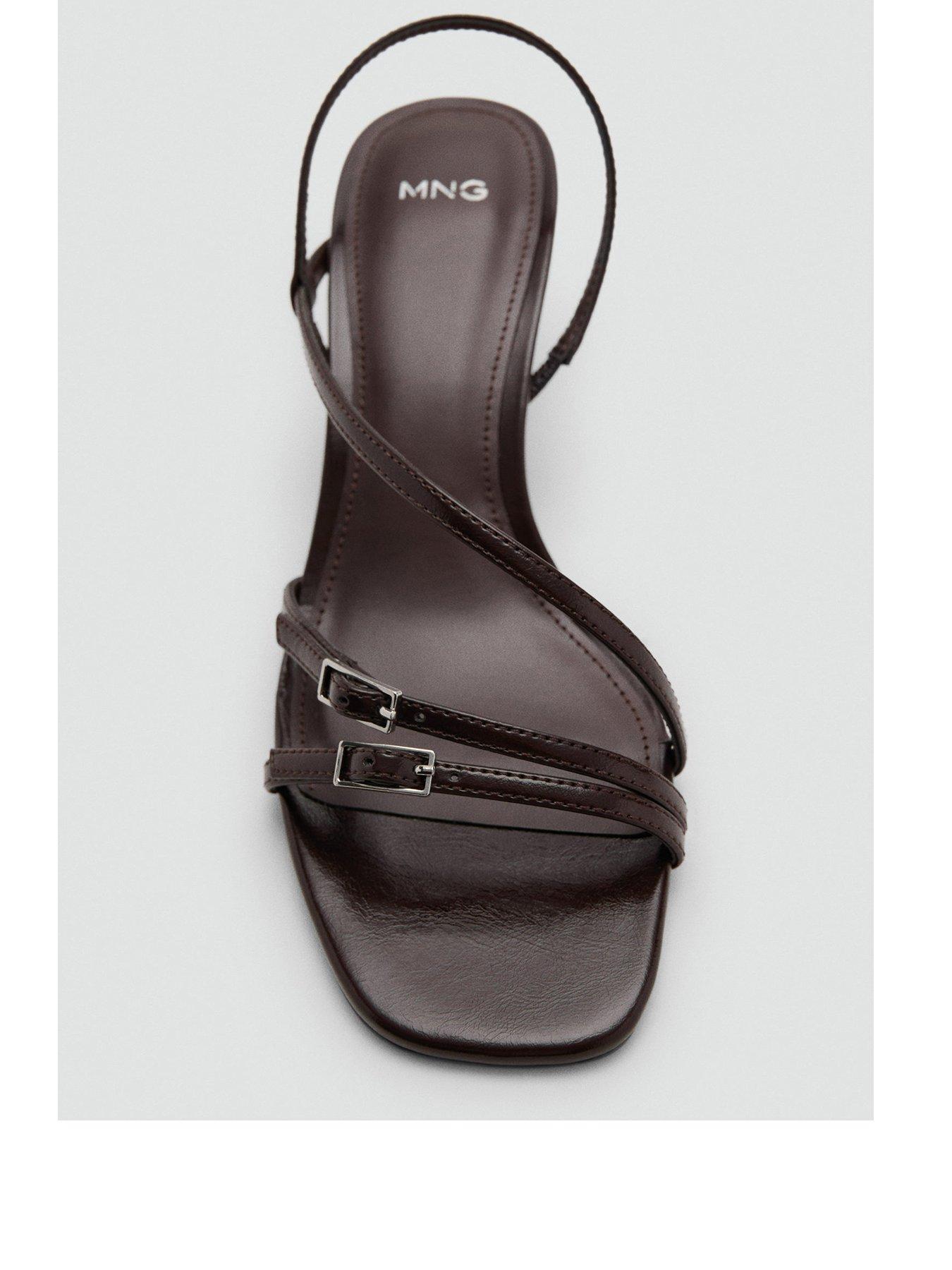 Image 3 of 5 of Mango Kitten Heel Sandals With Straps - Brown