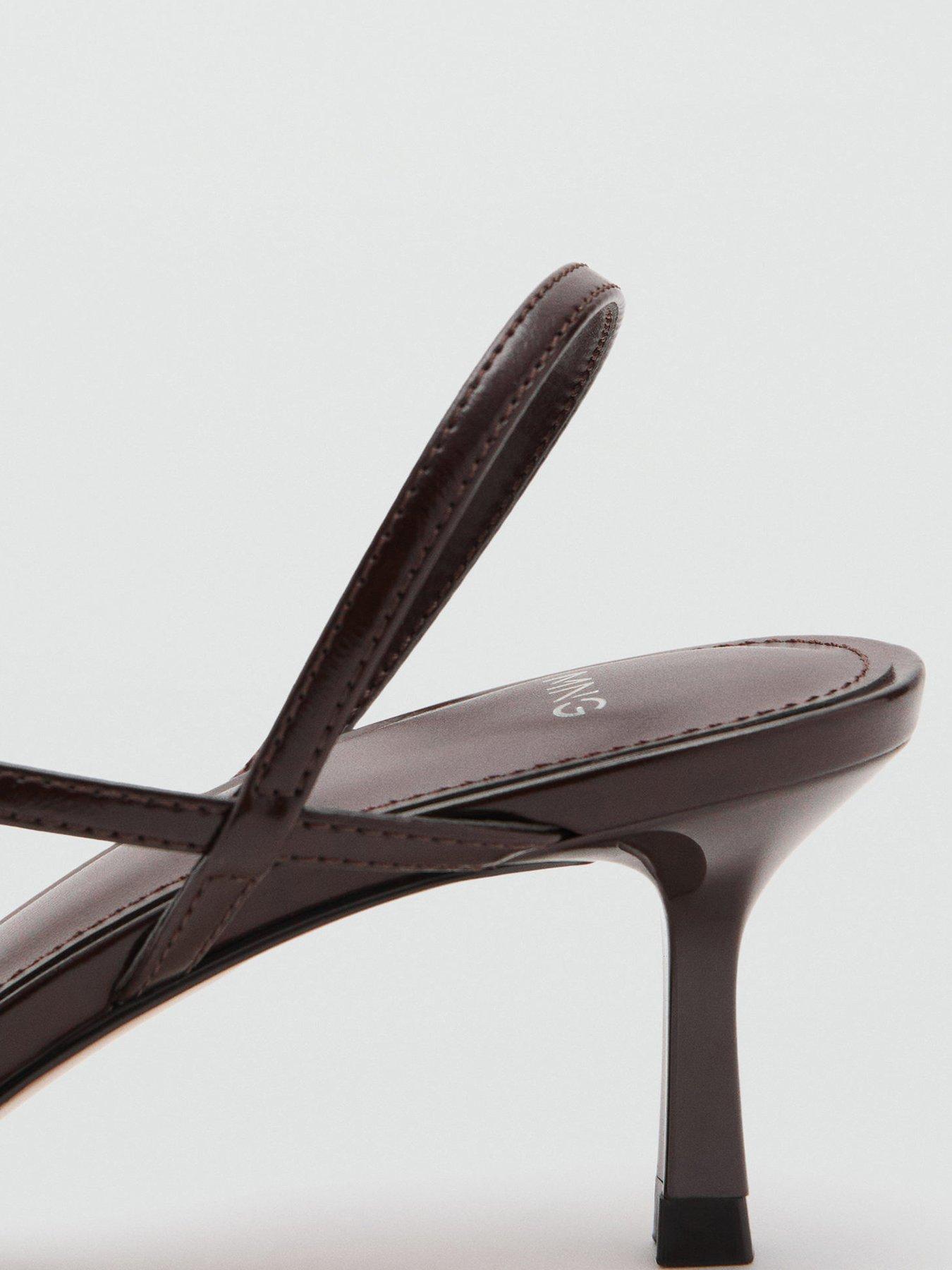Image 5 of 5 of Mango Kitten Heel Sandals With Straps - Brown