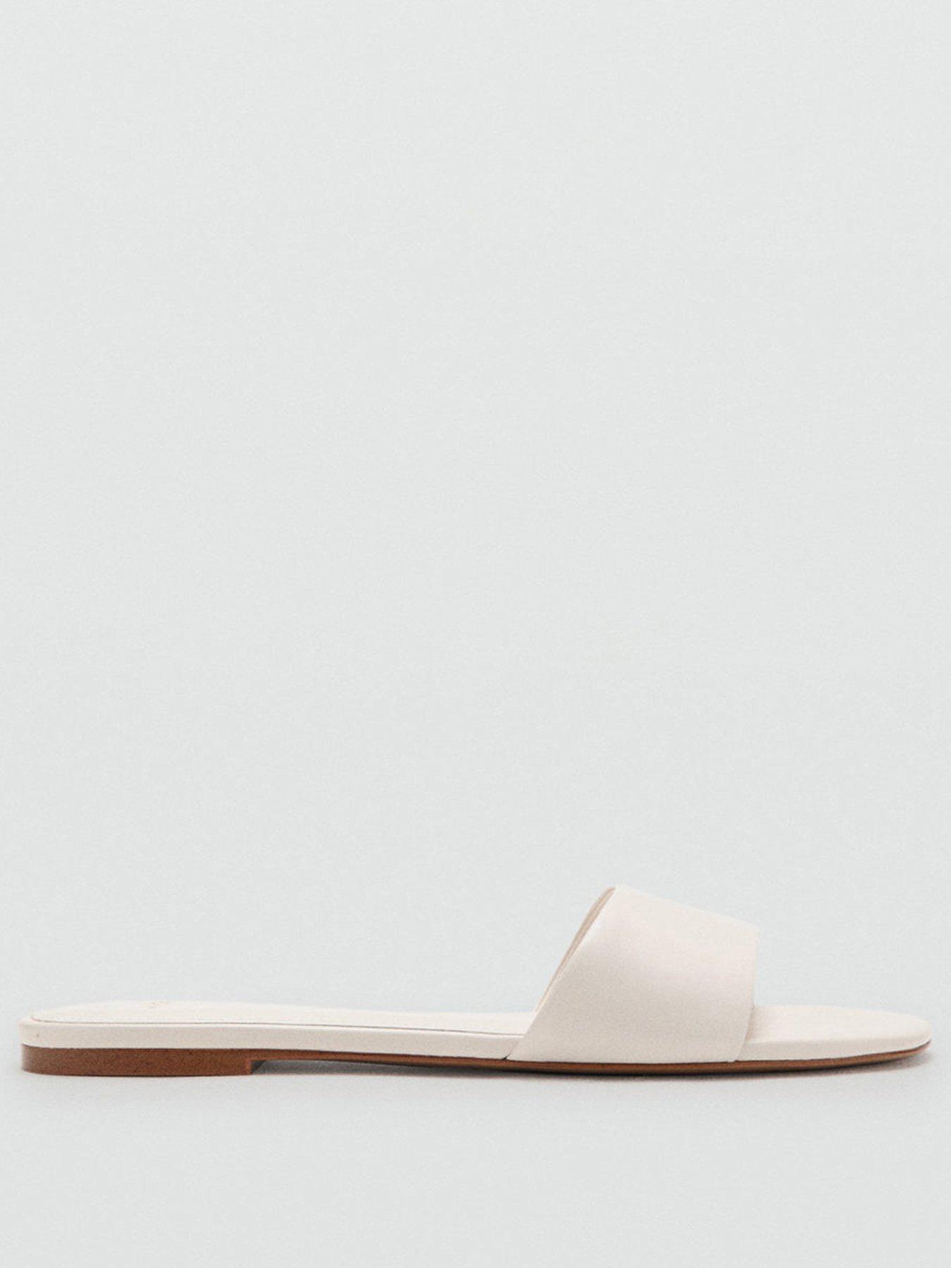 Image 2 of 4 of Mango Flat Leather Sandal - Cream