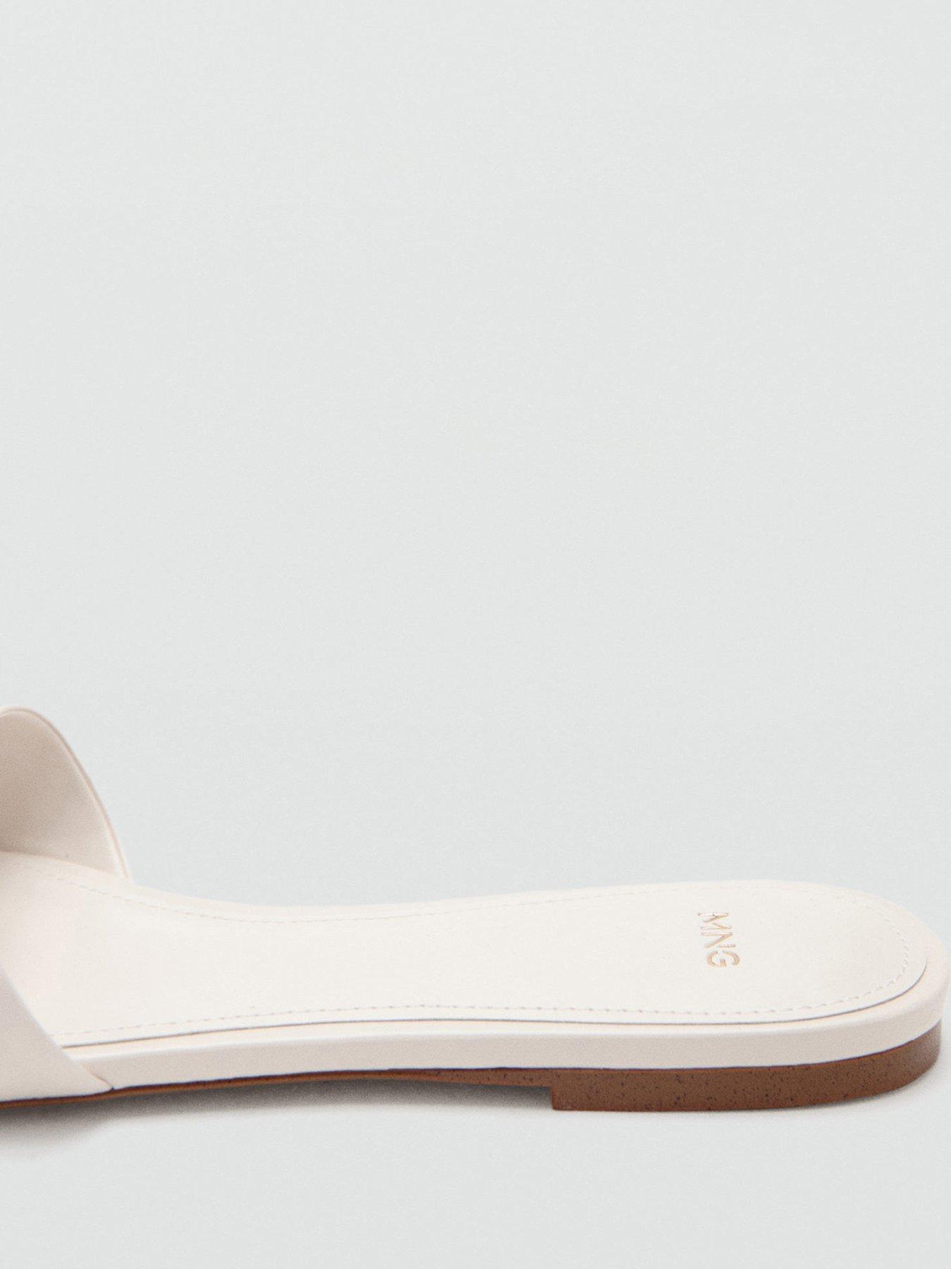 Image 4 of 4 of Mango Flat Leather Sandal - Cream