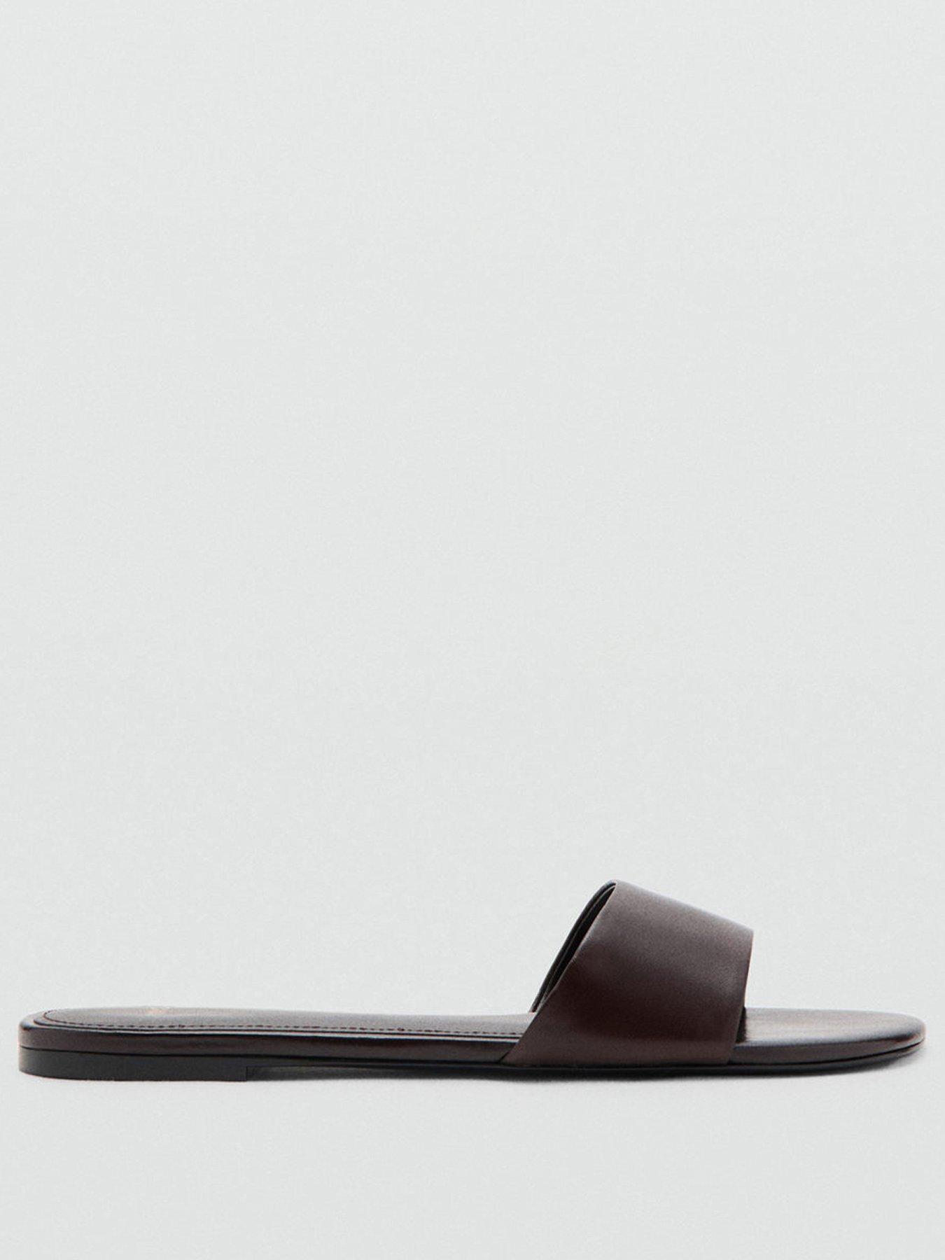 Image 2 of 4 of Mango Flat Leather Sandal - Brown