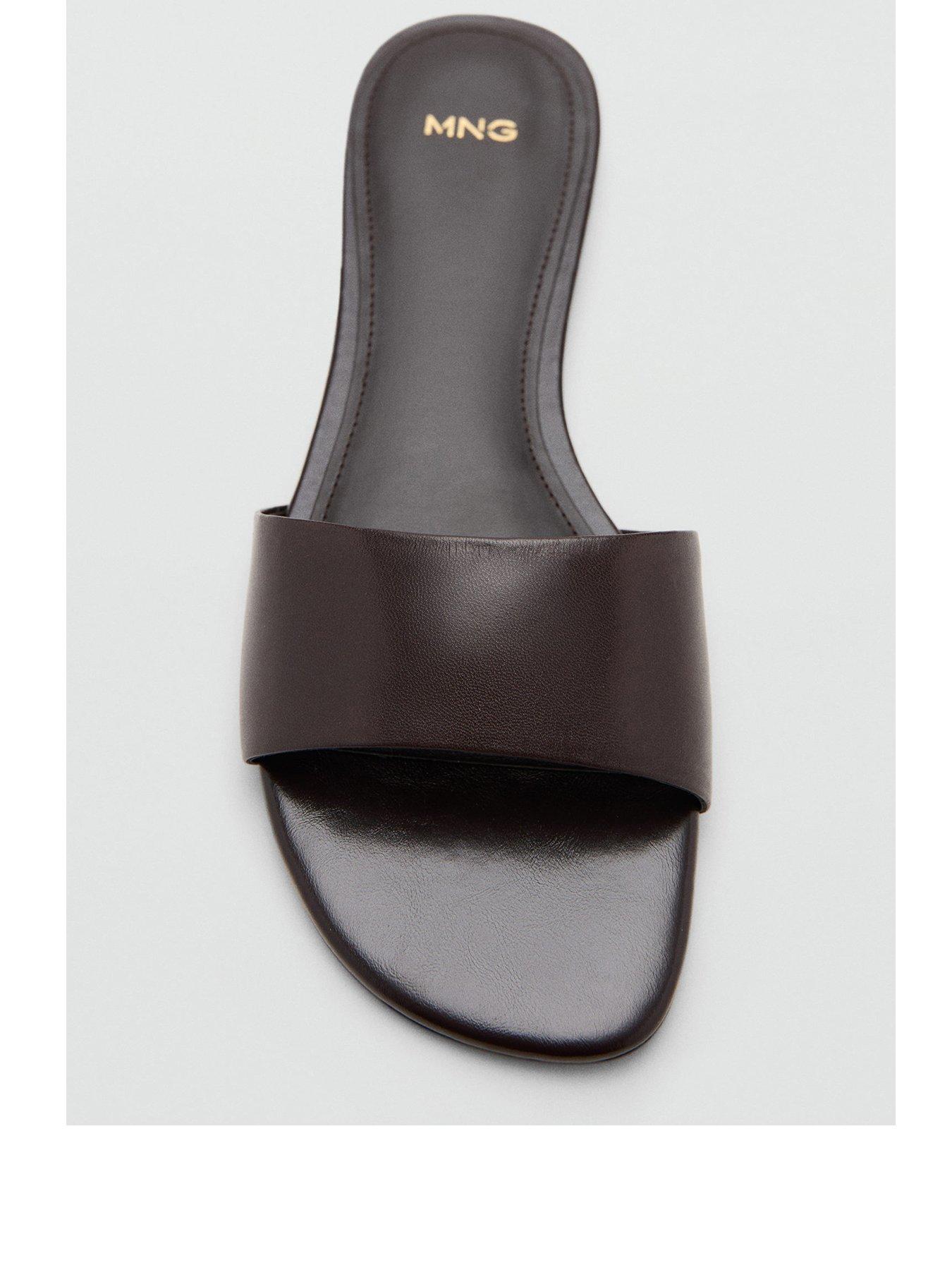 Image 3 of 4 of Mango Flat Leather Sandal - Brown