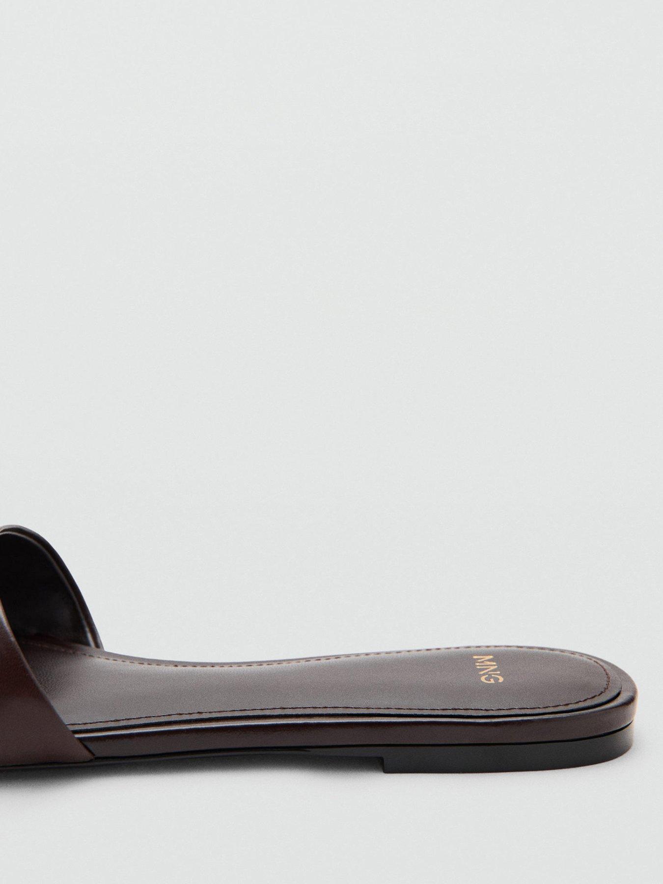 Image 4 of 4 of Mango Flat Leather Sandal - Brown