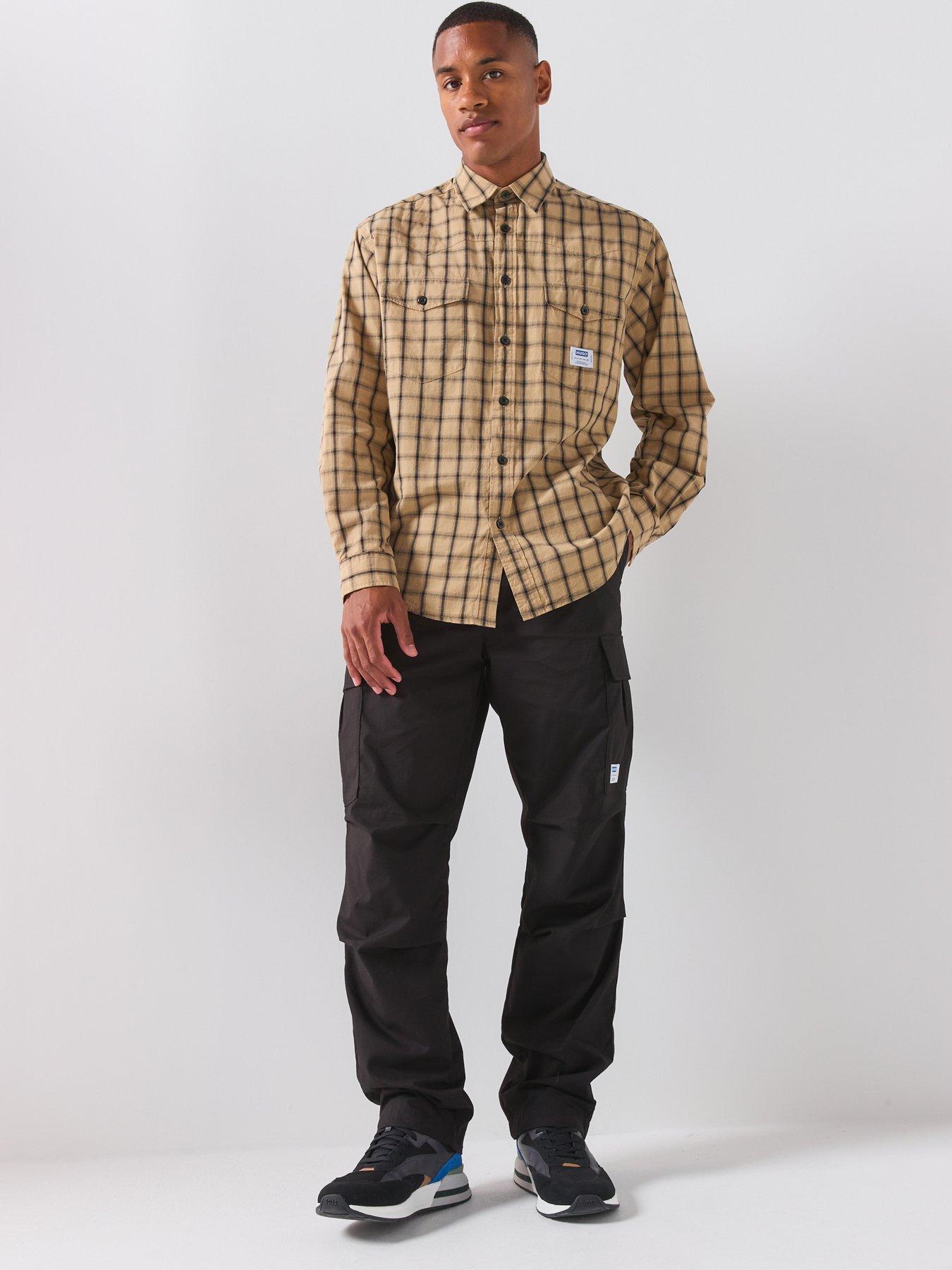 Image 3 of 5 of HUGO Checked Print Long Sleeve Shirt - Brown